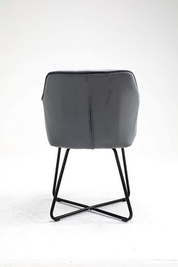 SAM® Armlehnstuhl Kirin, Esszimmerstuhl mit Samtbezug und Absteppungen, schwarze Metallfüße