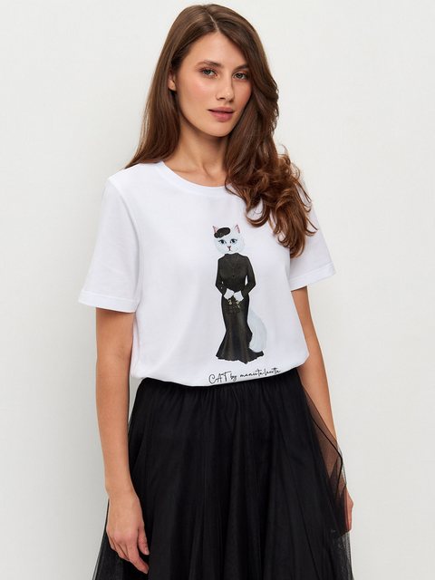 CAT by maniita lacitta Kurzarmshirt Bedrucktes T-Shirt CAT IN BLACK (1-tlg) günstig online kaufen