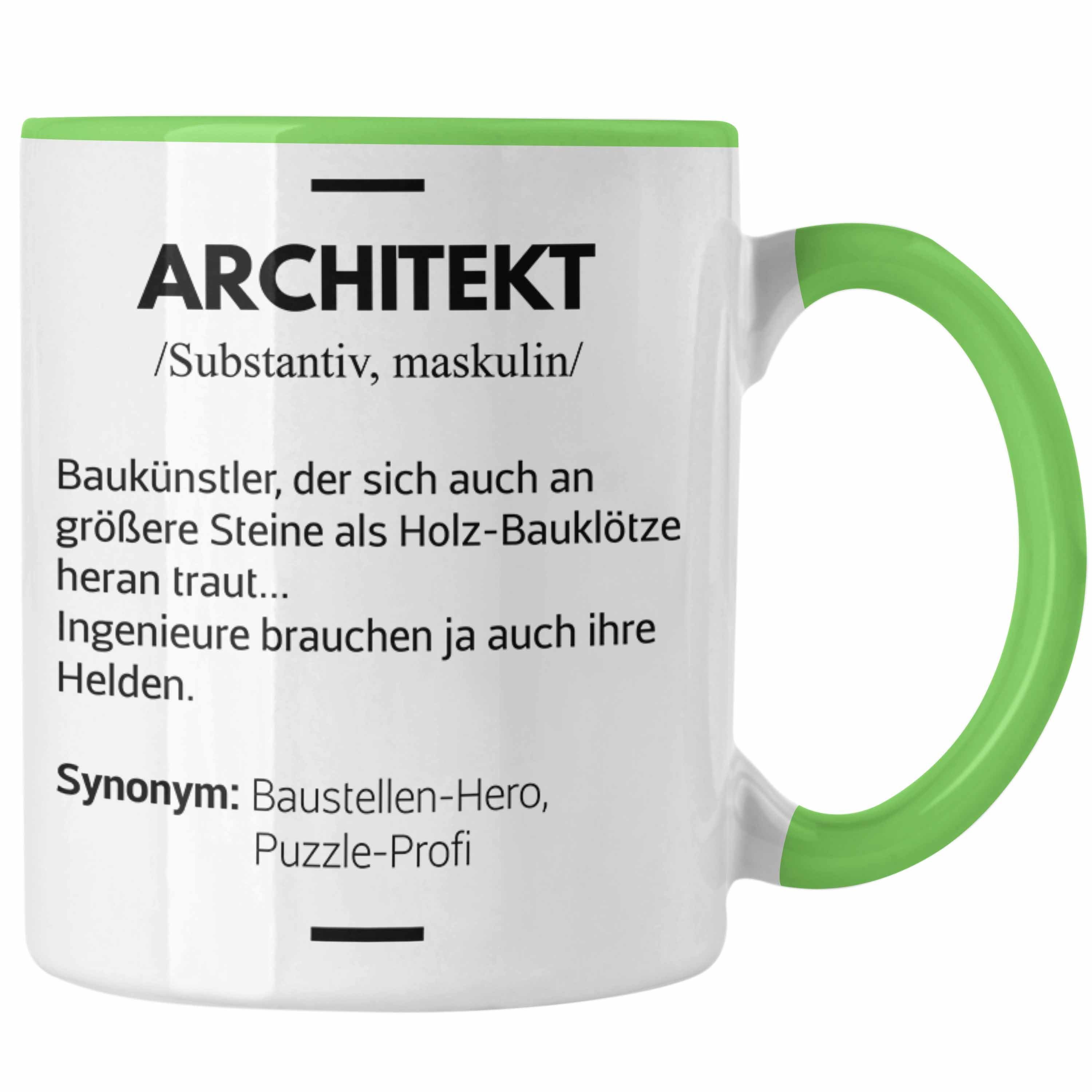 Trendation Tasse Trendation - Architekt Geschenke Tasse Lustig Kaffeetasse mit Spruch Architektur Architekten Geschenkidee Spruch Grün