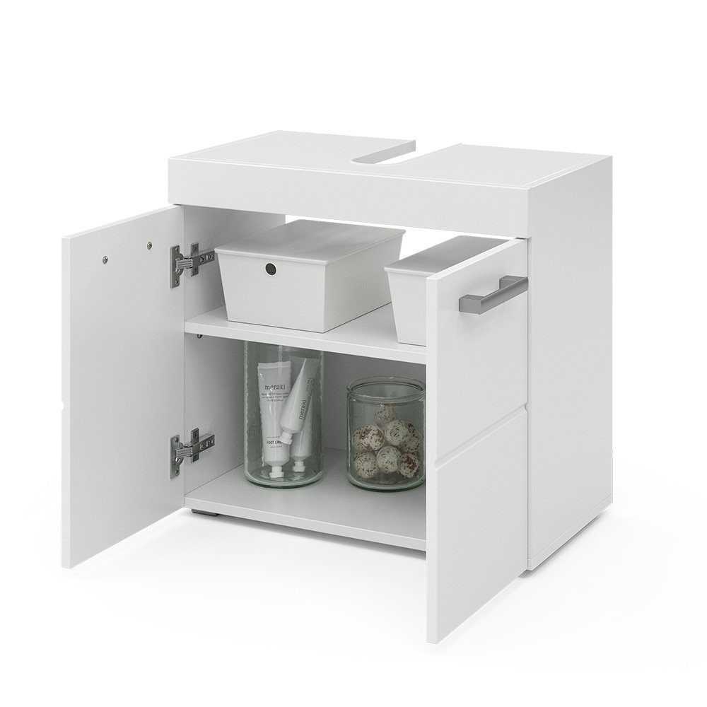 Badschrank LUNA Vicco Waschbeckenunterschrank 60x56cm Waschtischunterschrank Weiß
