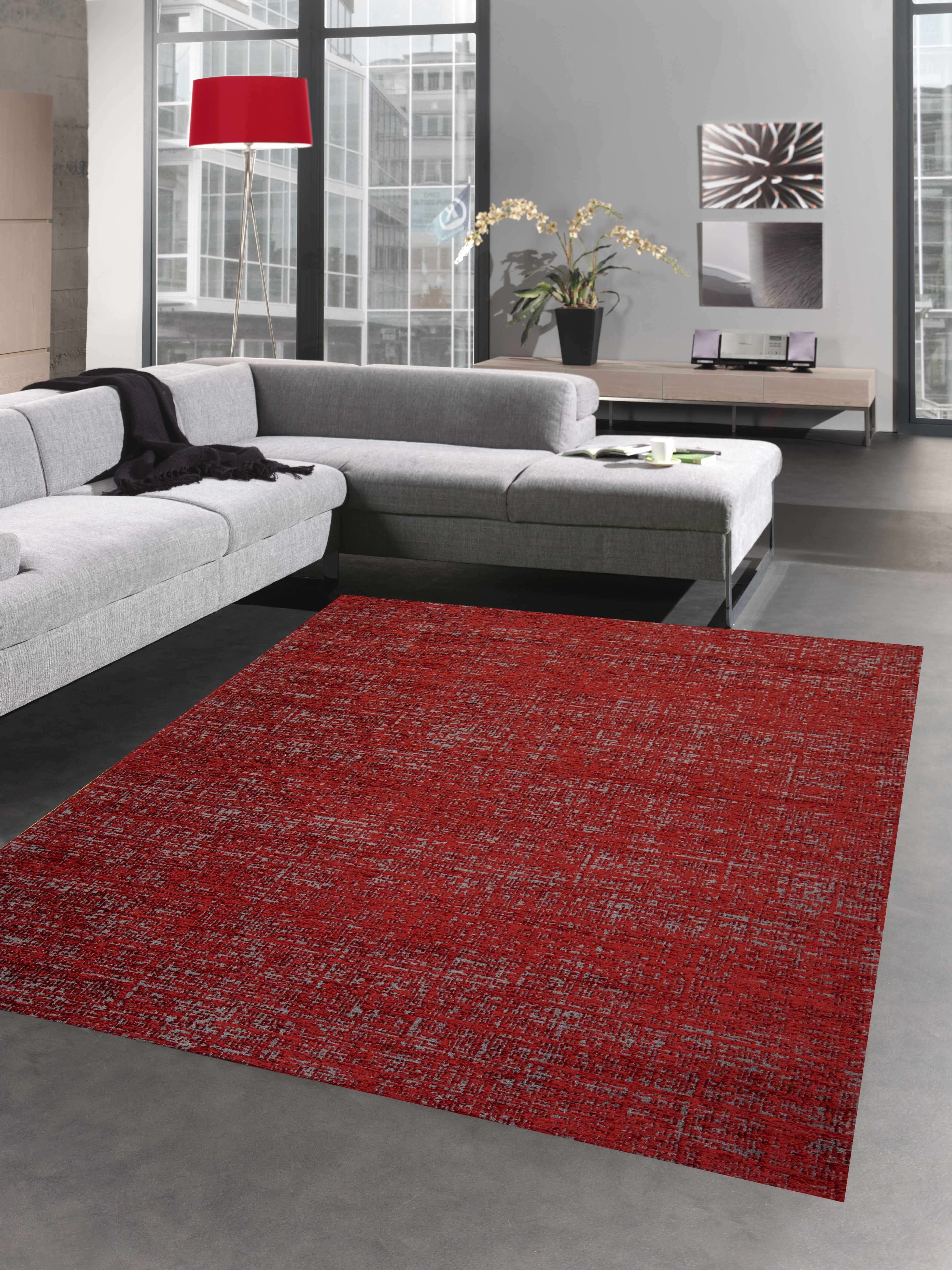 Teppich Teppich Outdoor Küchenteppich Baumwollteppich in rot grau,  Carpetia, rechteckig, Höhe: 8 mm | Kurzflor-Teppiche