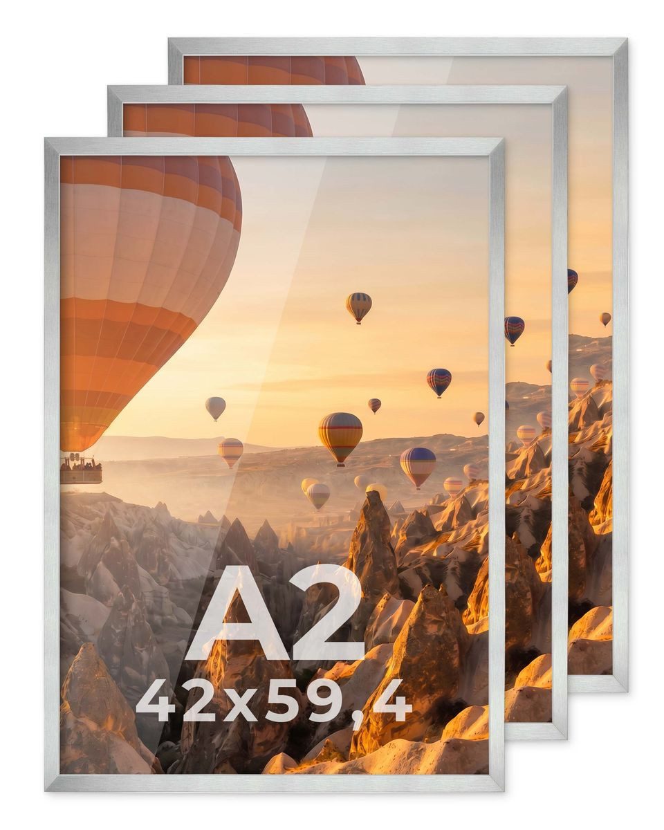 PHOTOLINI Bilderrahmen 3er Set modern mit bruchsicherem Acrylglas, Holz MDF, Fotos & Poster, für 3 Bilder (3er Set), Posterrahmen A2 42x60 cm zum Aufhängen