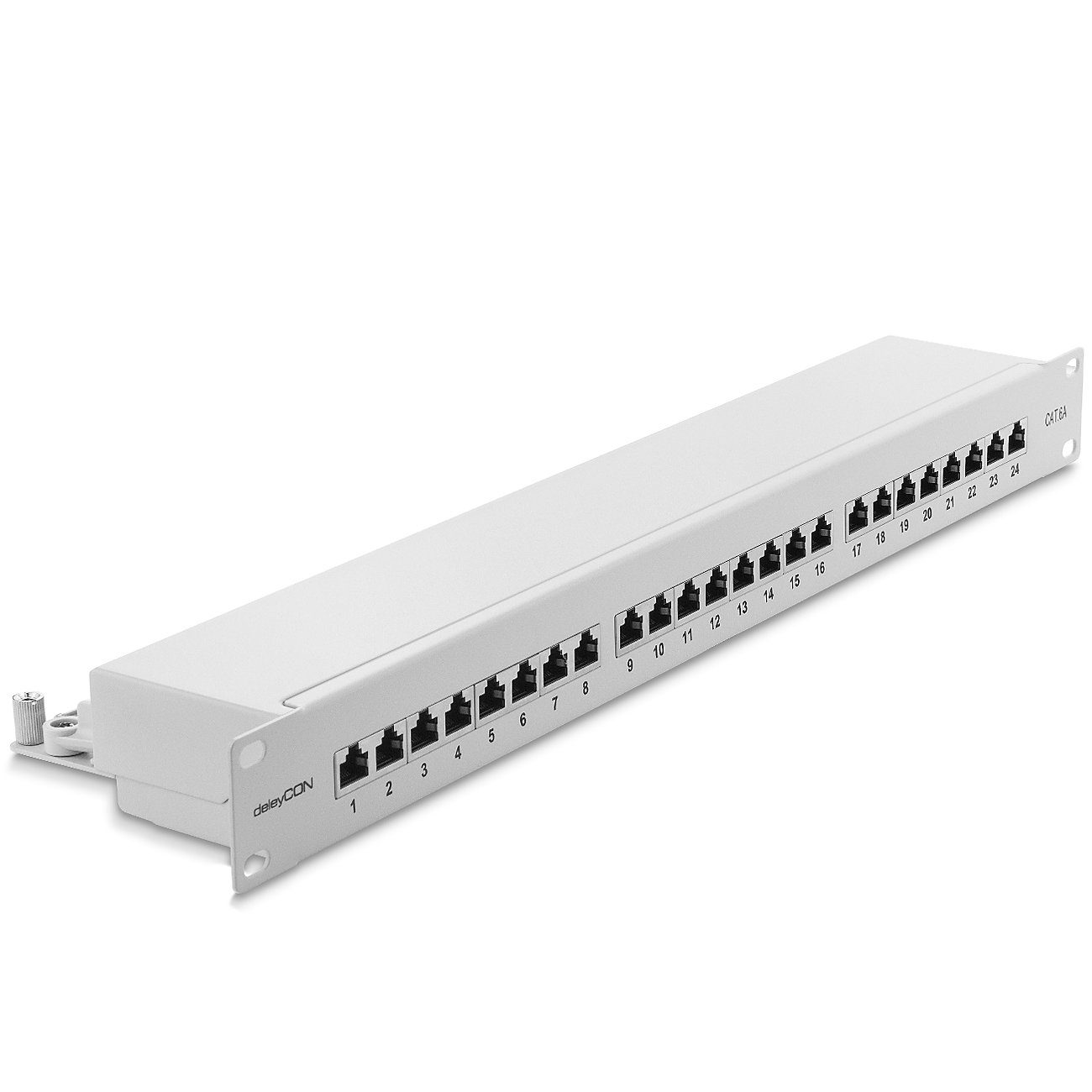 deleyCON CAT 6a Patchpanel 24 Port / 19" Rack geschirmt 24x RJ45 - Netzwerk-Patch-Panel