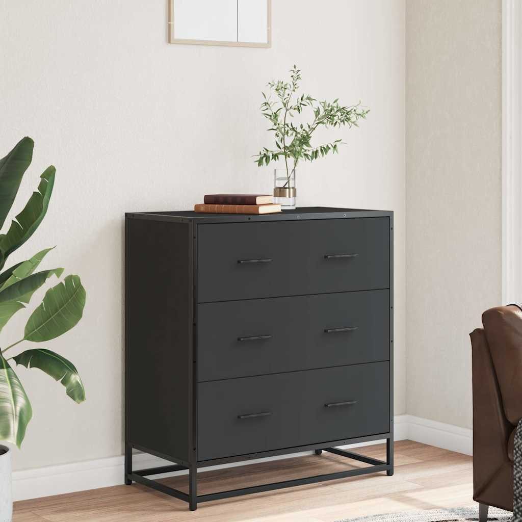 vidaXL Sideboard Sideboard Schwarz 68x35x76 cm Holzwerkstoff und Metall (1 günstig online kaufen