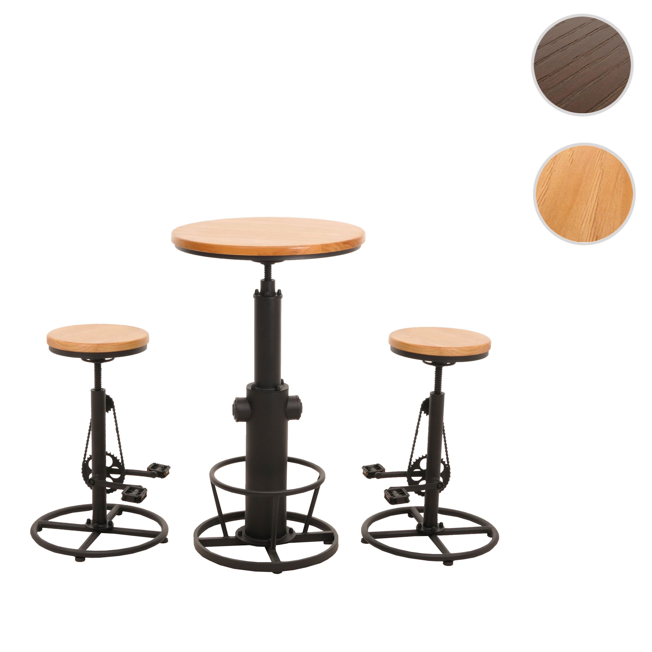 MCW Bartisch MCW-N20-S (Set, 3er), Sitzfläche und Tischplatte aus Kiefernholz mit 3D-Struktur