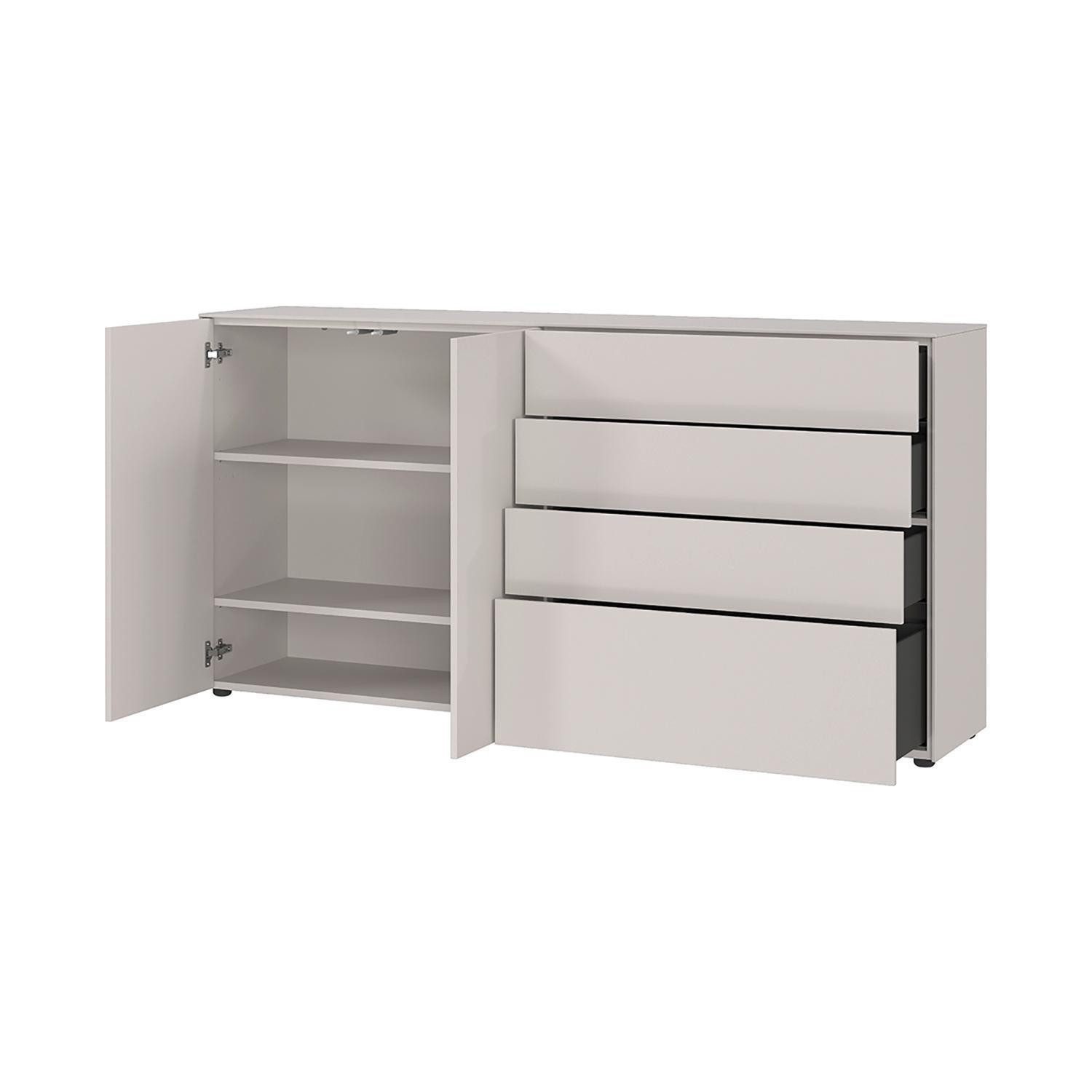 Vito Sideboard LOMENA, Cashmeregrau, 2 Türen, 4 Schubladen, Push-to-Open-Funktion, B 182 x H 93 x T 41 cm