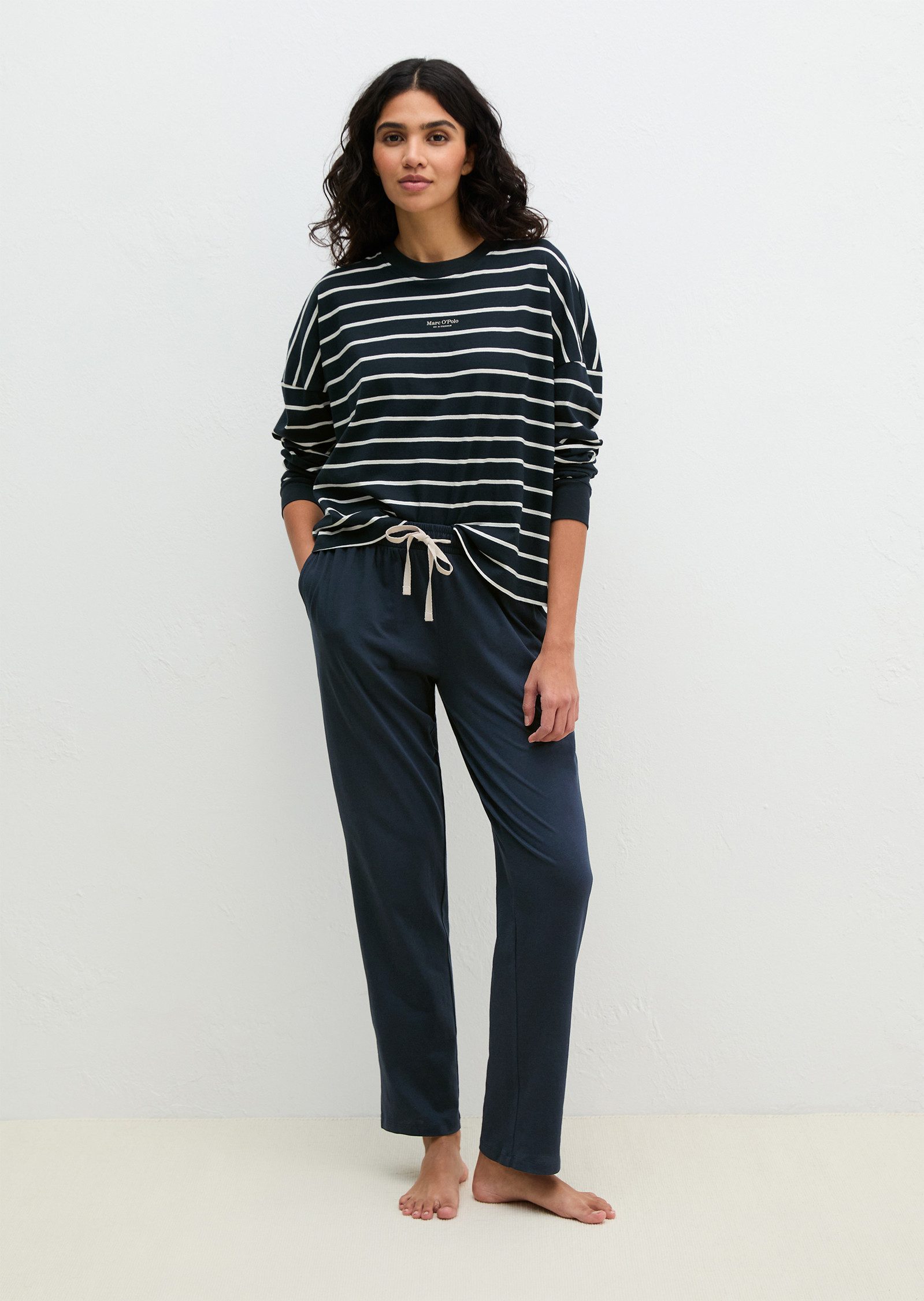 Marc O'Polo Pyjama Mix N Match Cotton Pyjama Set Long (2 tlg., 2tlg) mit langem Arm und seitlichen Taschen