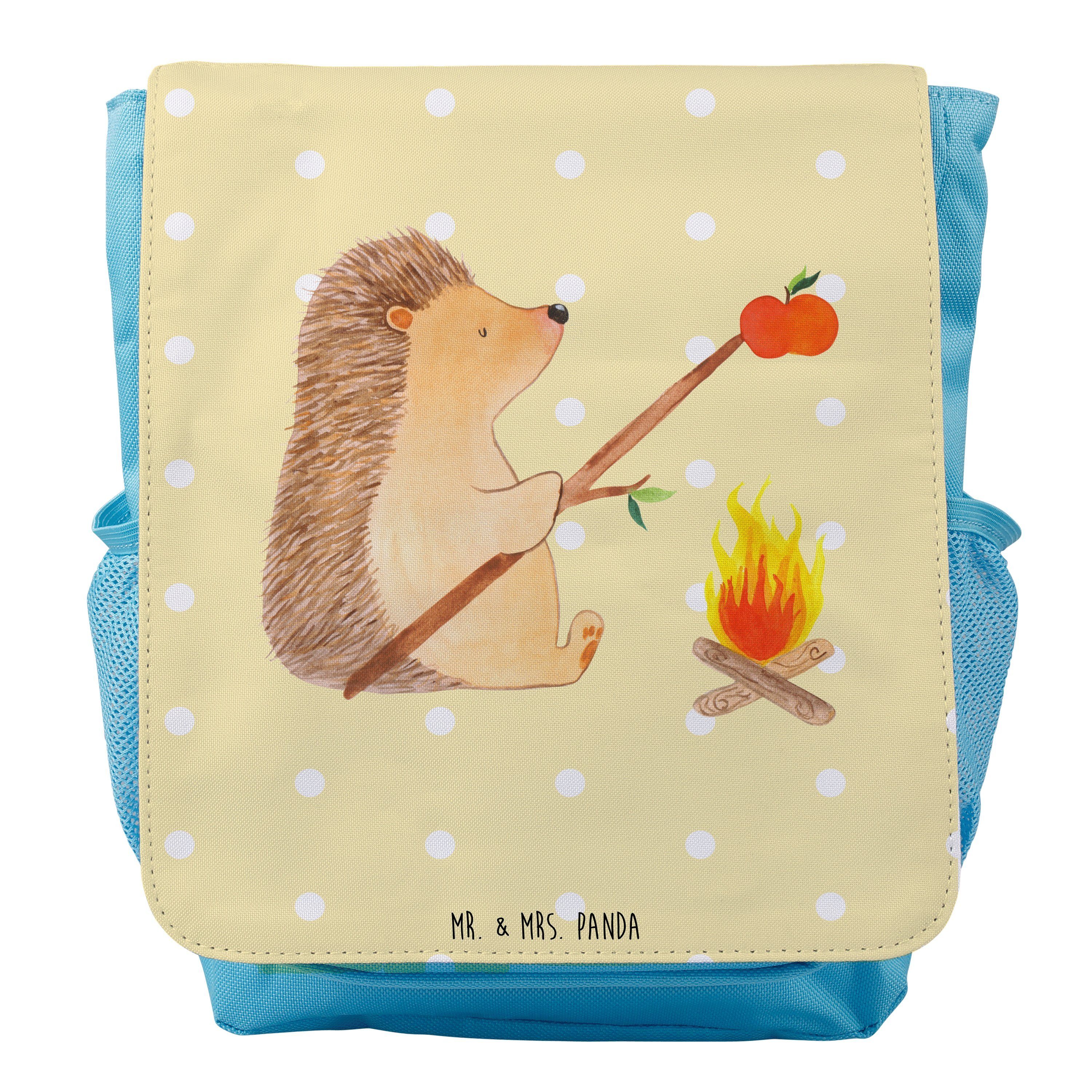 Mr. & Mrs. Panda Kinderrucksack Jungen Igel grillt - Gelb Pastell - Geschenk, Kleiner Rucksack, Kinde | Rucksäcke