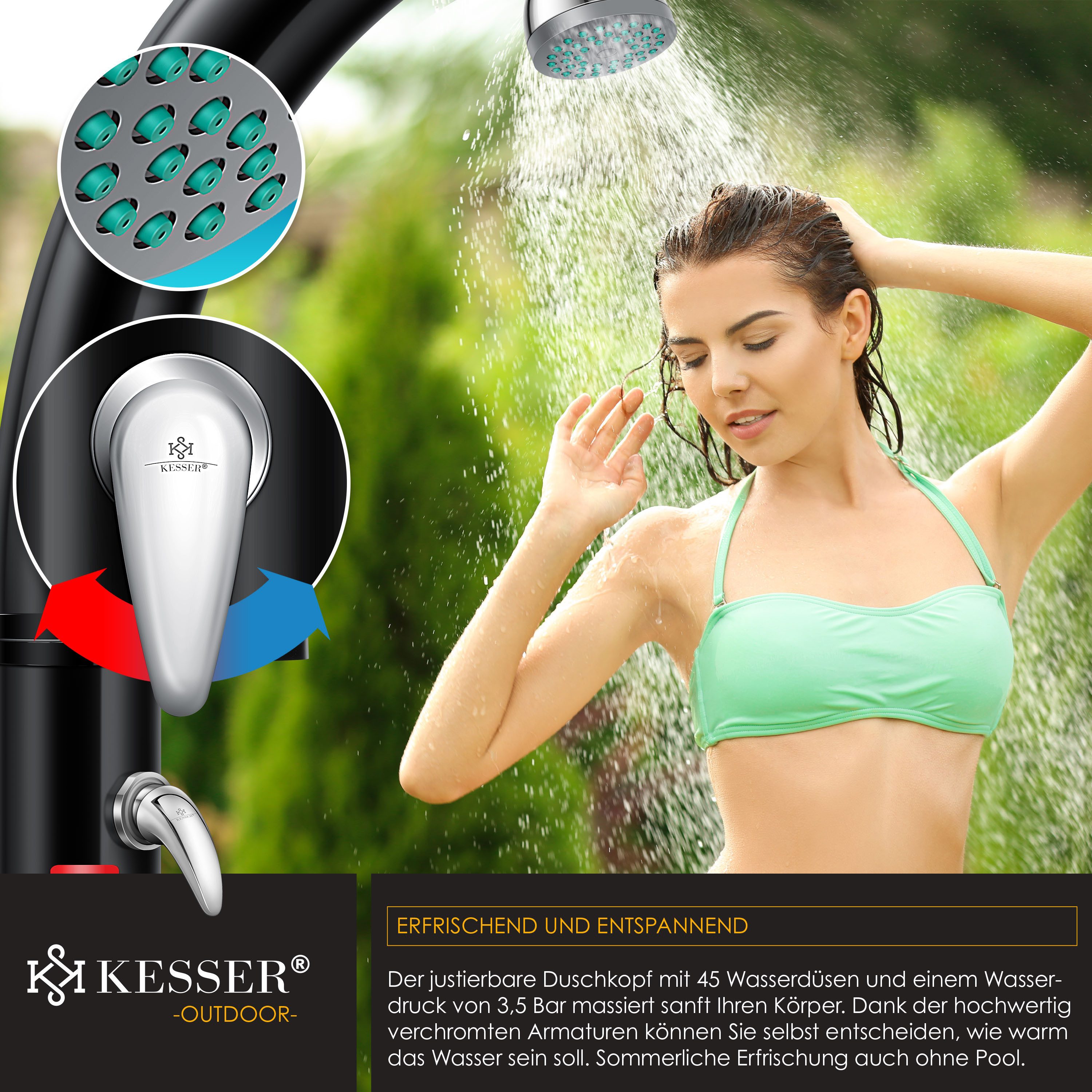 KESSER Solardusche, Solar Gartendusche Solardusche mit Schutzhaube