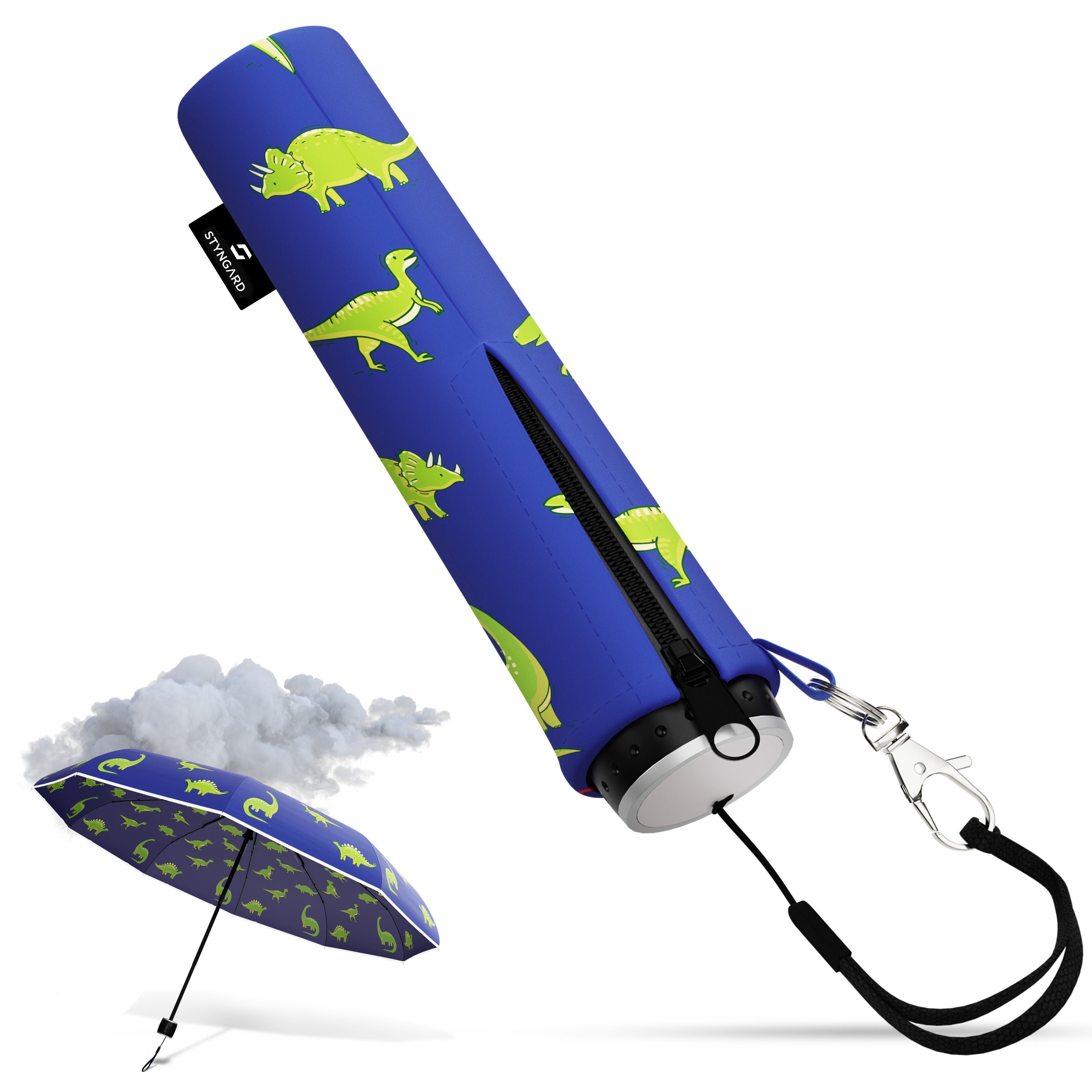 Styngard Taschenregenschirm Stockholm, Kinderregenschirm mit Reflektoren und Klatschband