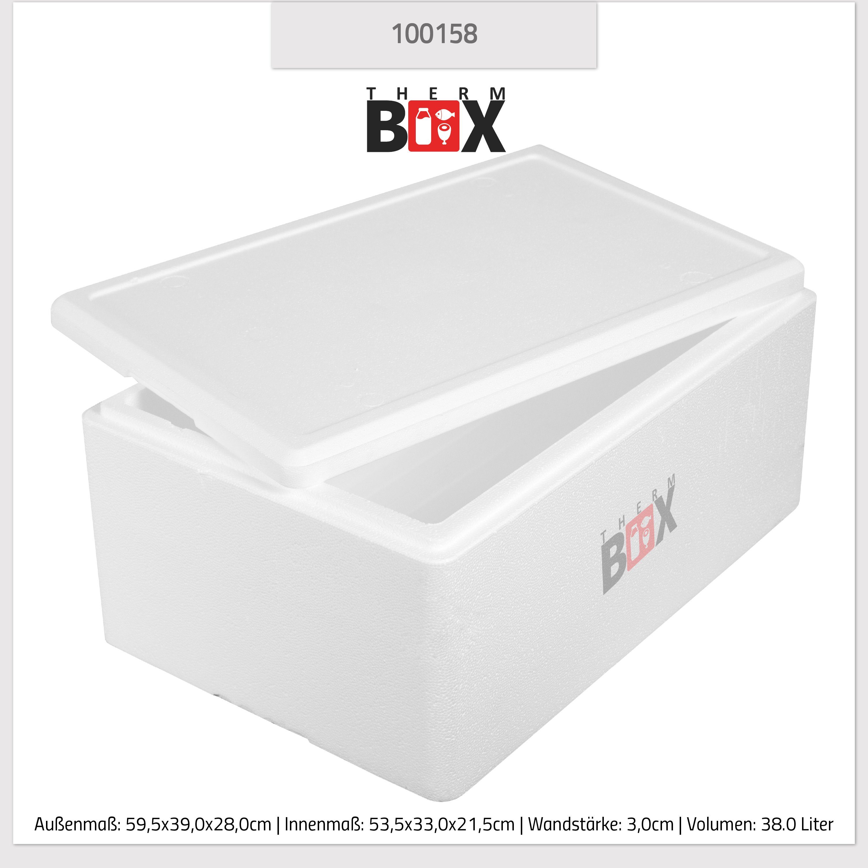 Liter, Warmhaltebox im Wiederverwendbar Isolierbox Styropor-Verdichtet, Box Kühlbox THERM-BOX Thermobehälter Styroporbox Deckel Innen: Karton), 3cm Wand: 0-tlg., 38W Thermobox (1, 38 mit 53x33x21cm