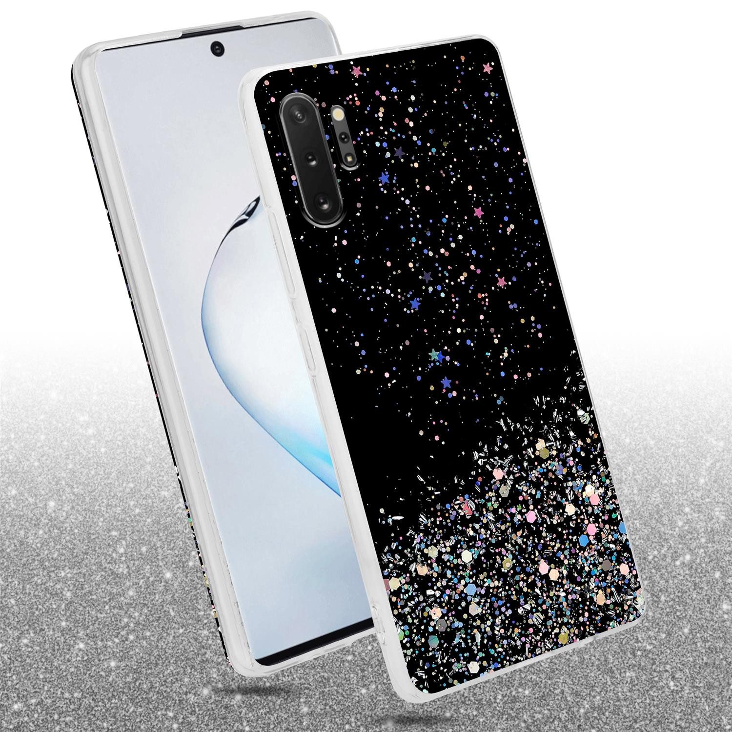 Cadorabo Handyhülle für Samsung Galaxy NOTE 10 PLUS Hülle Samsung Galaxy NOTE 10 PLUS, Flexible TPU Silikon Handy Schutzhülle - Hülle - mit Glitzer