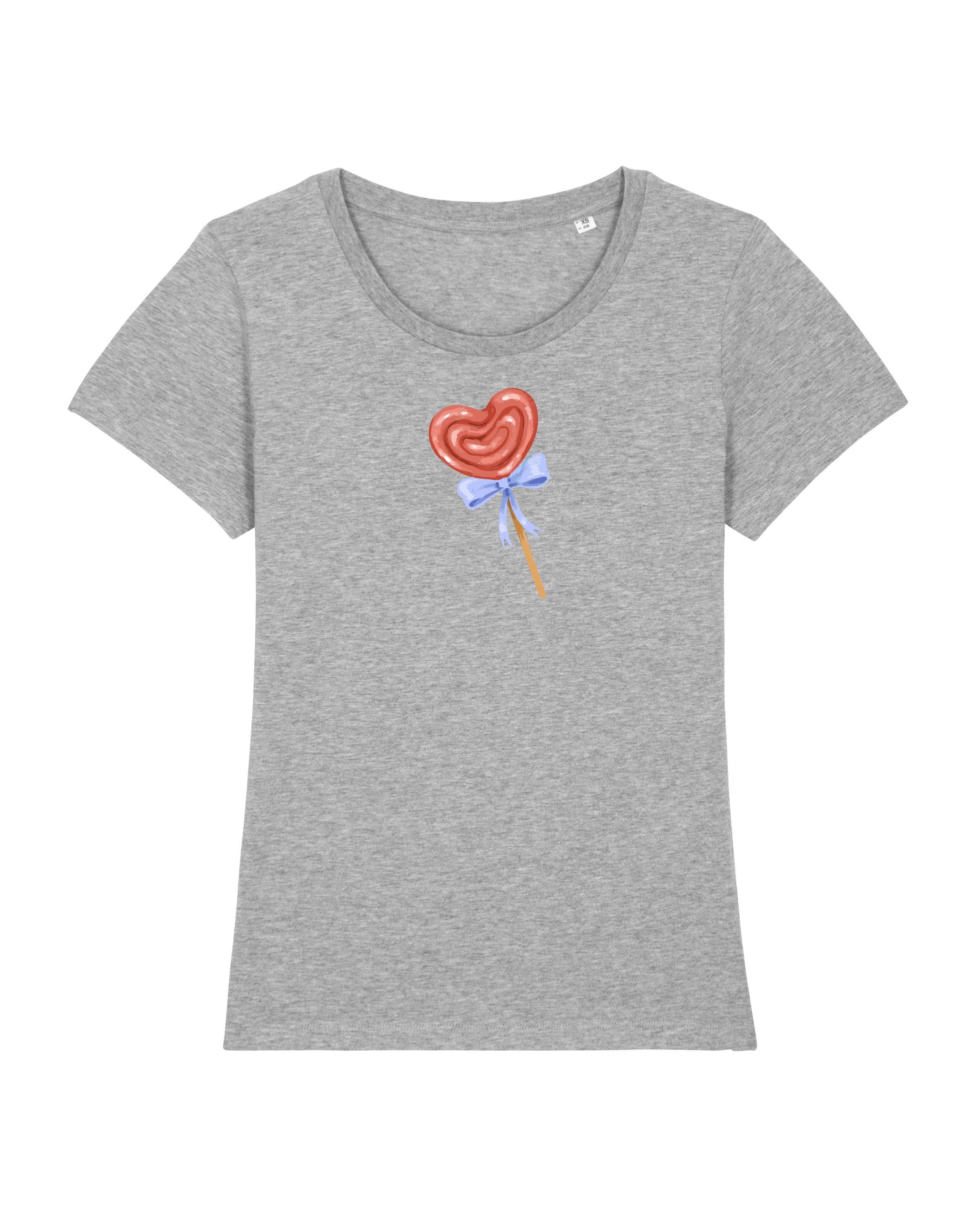 Print-Shirt wat? Lollipop (1-tlg) grau Herz meliert Apparel