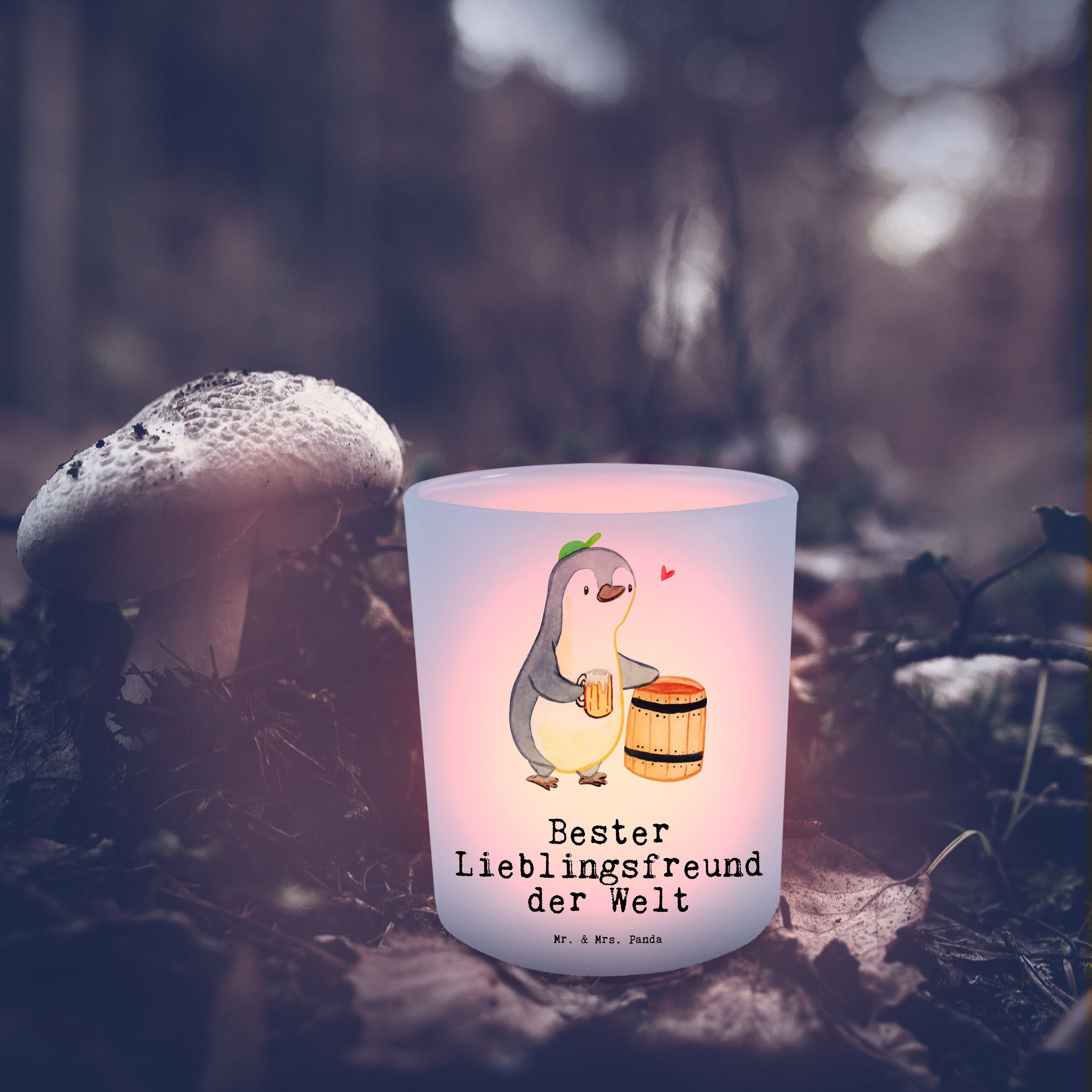 Bester - - (1 Mr. Tee Welt Geschenk, Lieblingsfreund Panda Mrs. & Pinguin Windlicht Transparent der St)