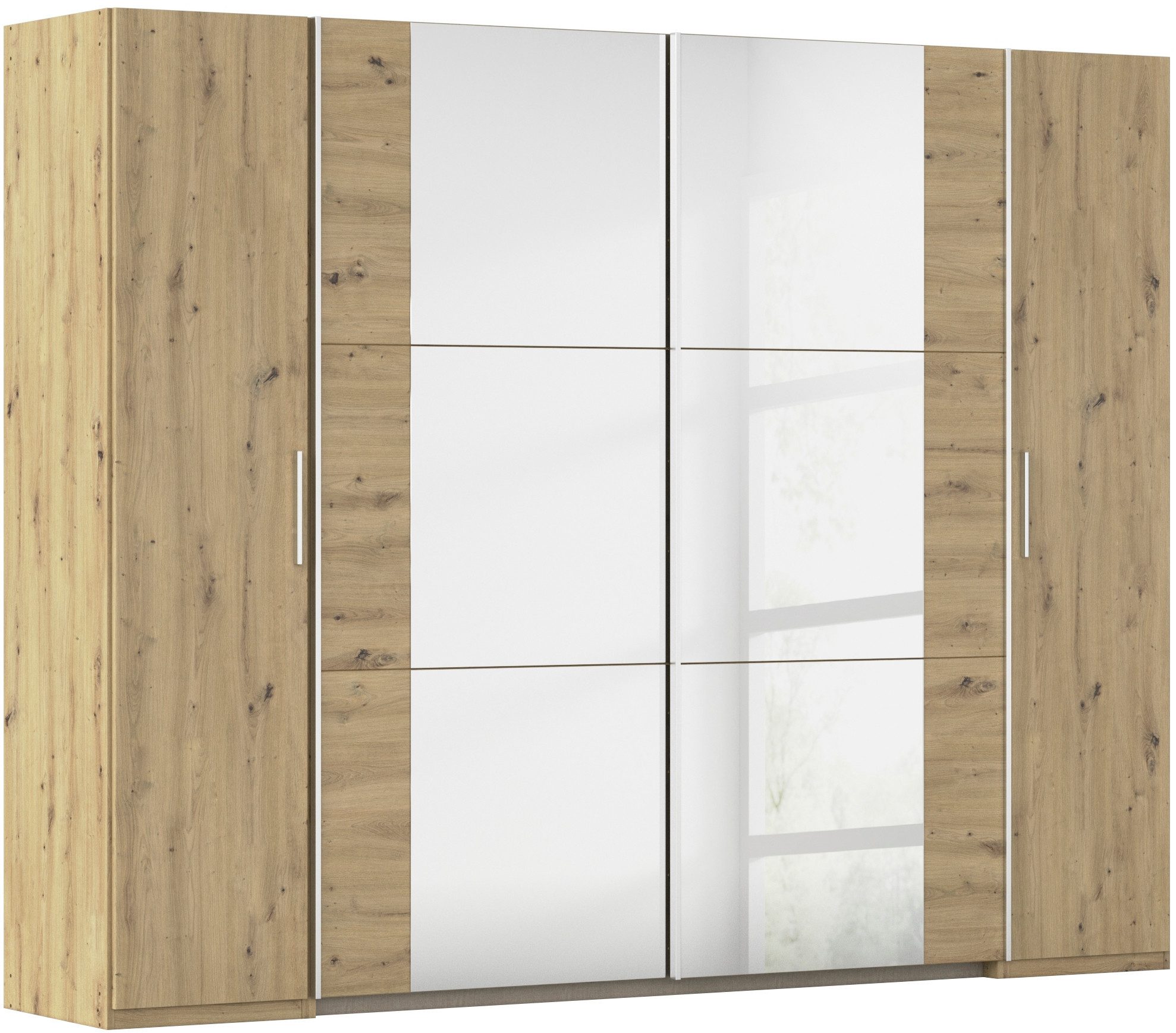 rauch Schwebetürenschrank Kleiderschrank Drehtürenschrank Schrank Garderobe KRONACH (in 3 Ausstattungen BASIC/CLASSIC/PREMIUM, Breiten 225/268/311/354 cm) Kombischrank optional mit 1 oder 2 Spiegel viele Böden MADE IN GERMANY