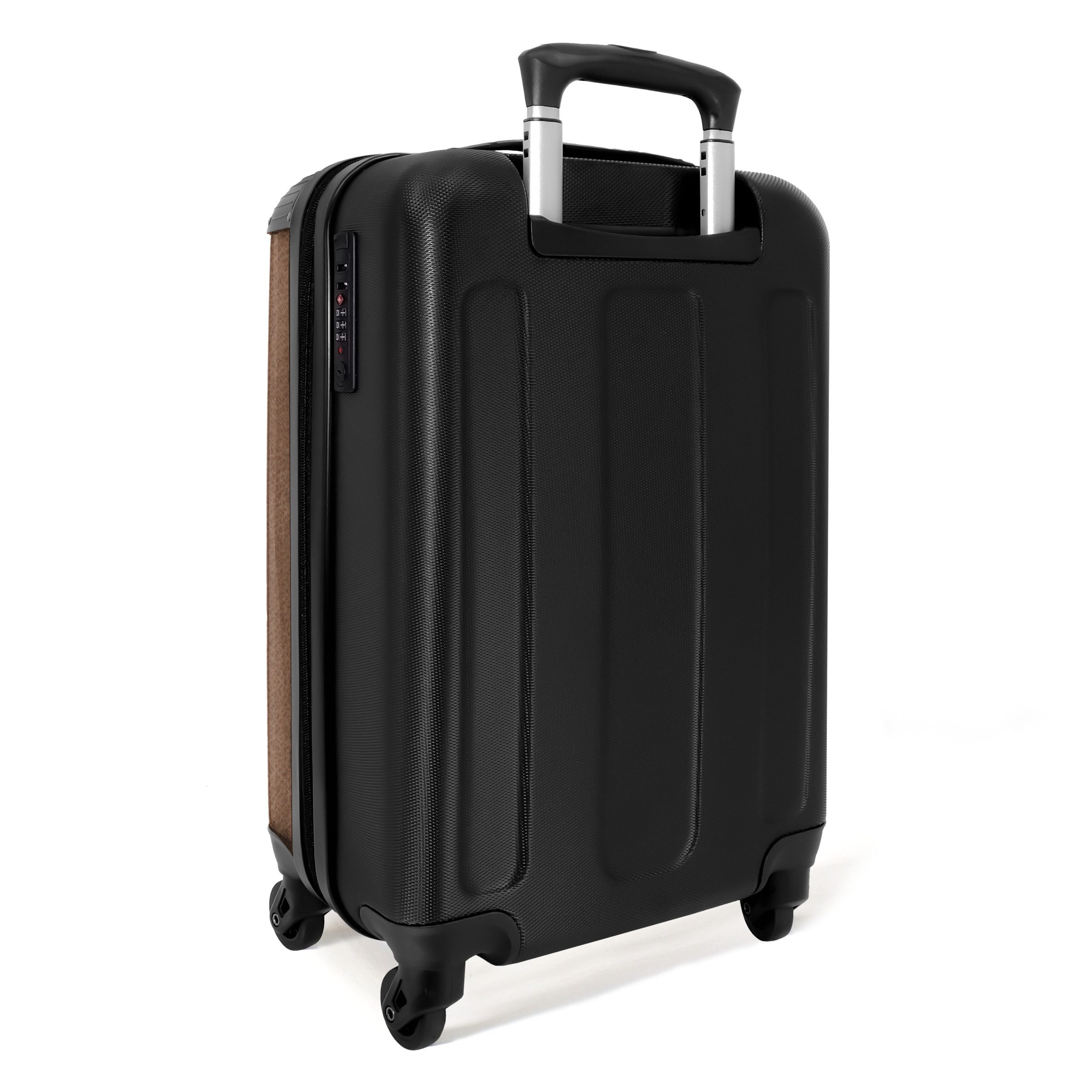 NoBoringSuitcases.com© Hartschalen-Trolley Lederoptik hellbraun 55x35x20cm, 4 Rollen, Reisetasche mit Rollen, Koffer Handgepäck Flugzeug