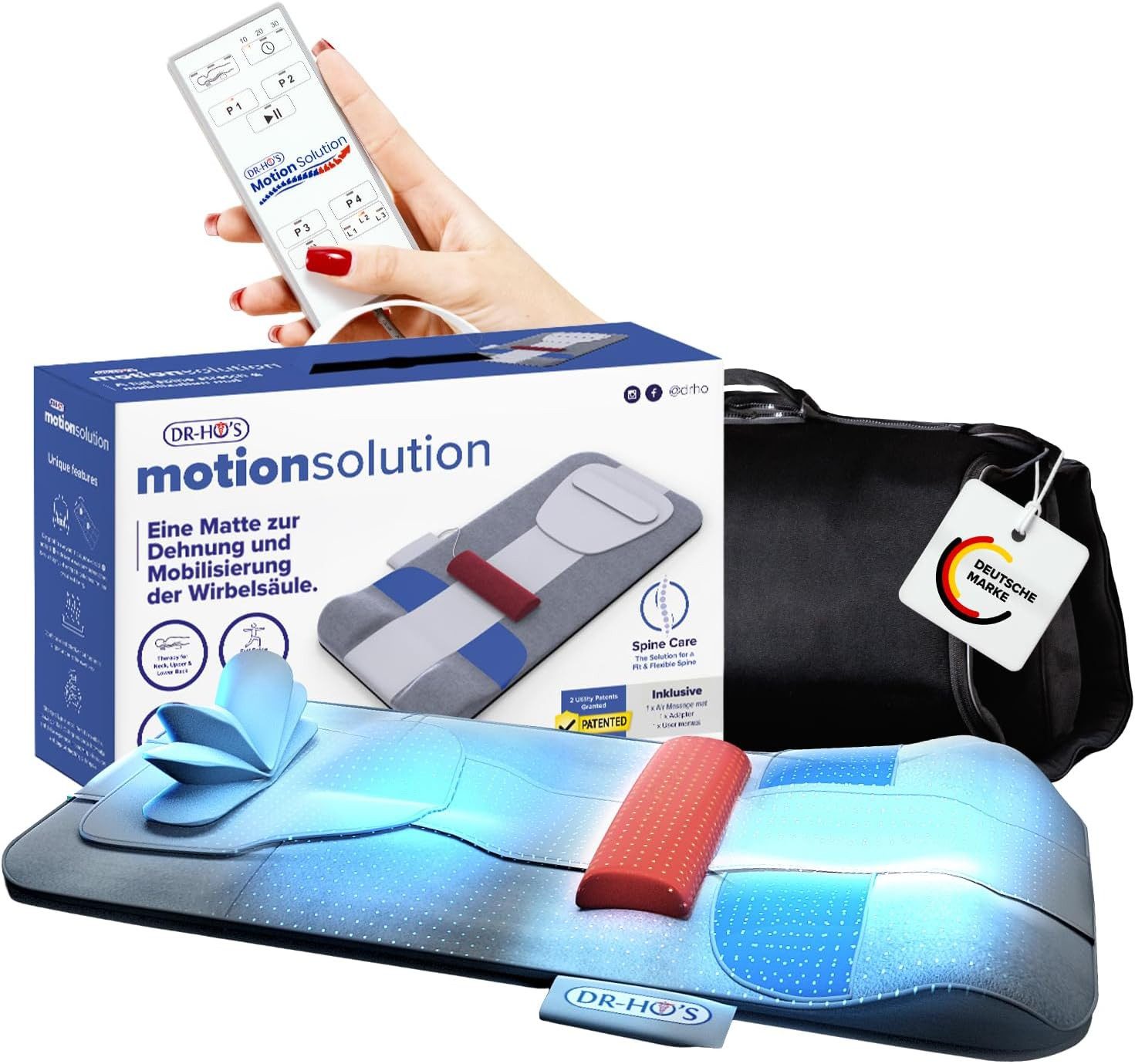 DR-HO'S Massagematte MotionSolution Ganzkörper-Stretch- und Entspannungsmatte, mit Wärmefunktion für Rücken und Wirbelsäule, 4 Programme und 3 Körperzonen