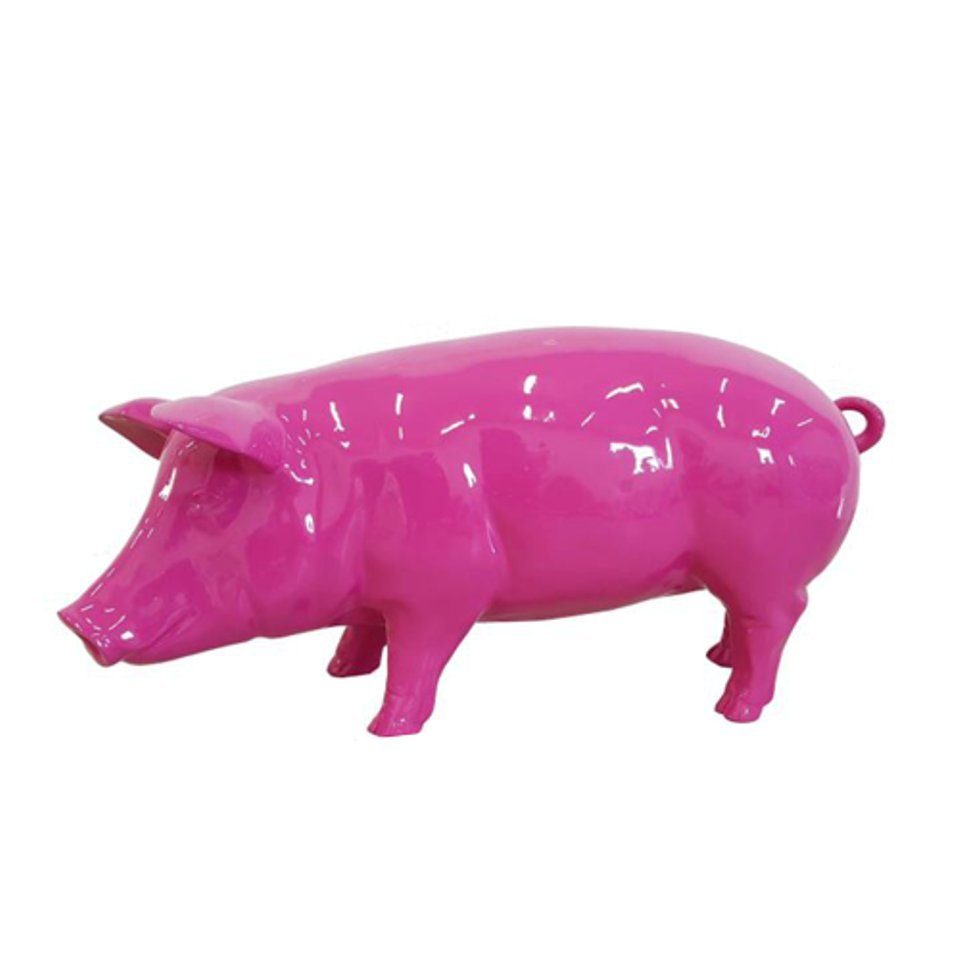 Modern Statuen Garten 40x80cm Skulptur JVmoebel Skulptur Schwein Dekorative Wurst Kunststoff Figur