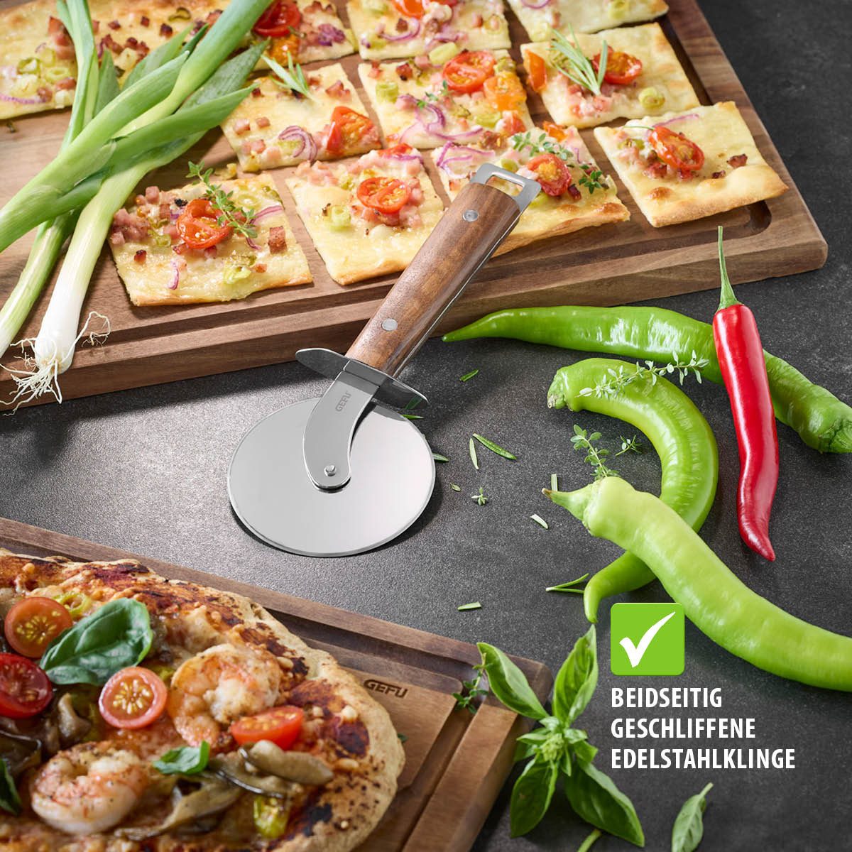 GEFU Pizzaschneider Pizzarad MADERO