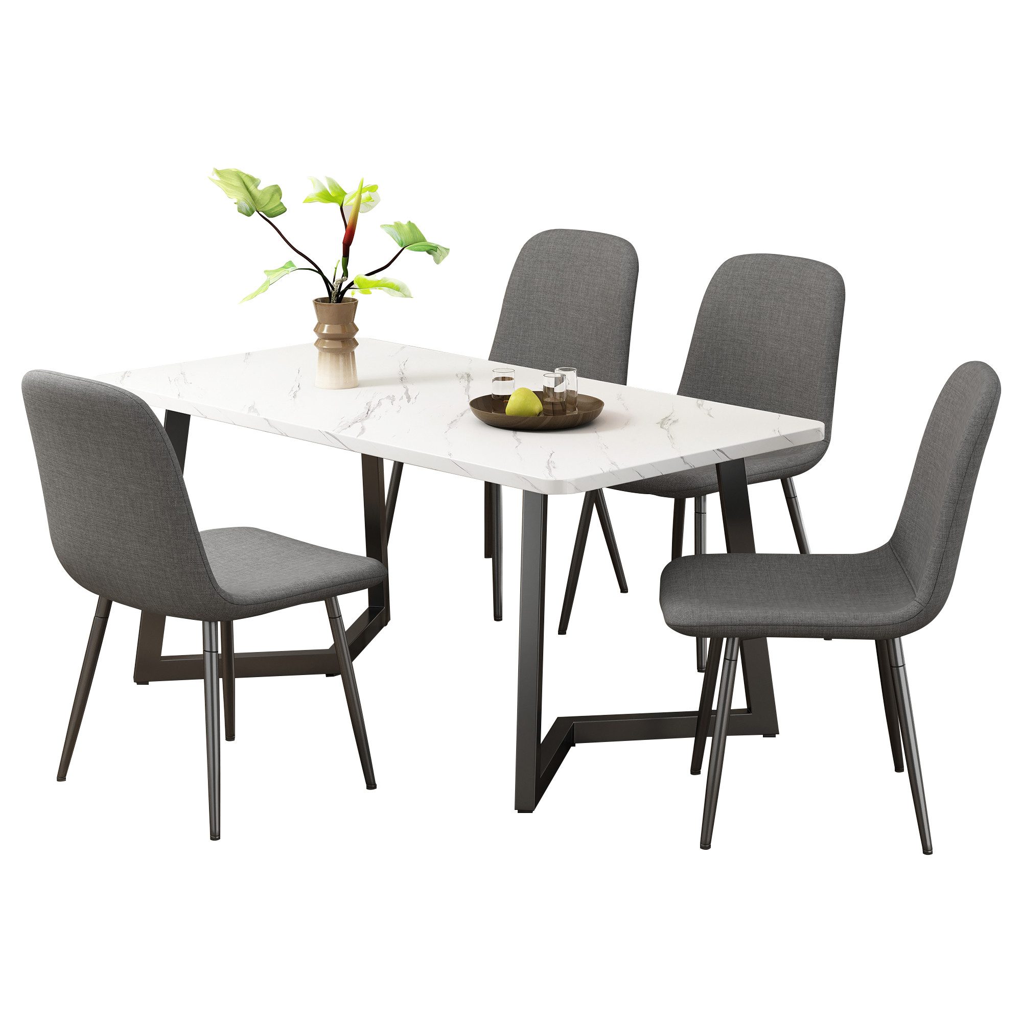 JOIVI Esstisch 5-Teiliges Esstisch Set mit 4 Stühle (Beine aus Metall, mit günstig online kaufen