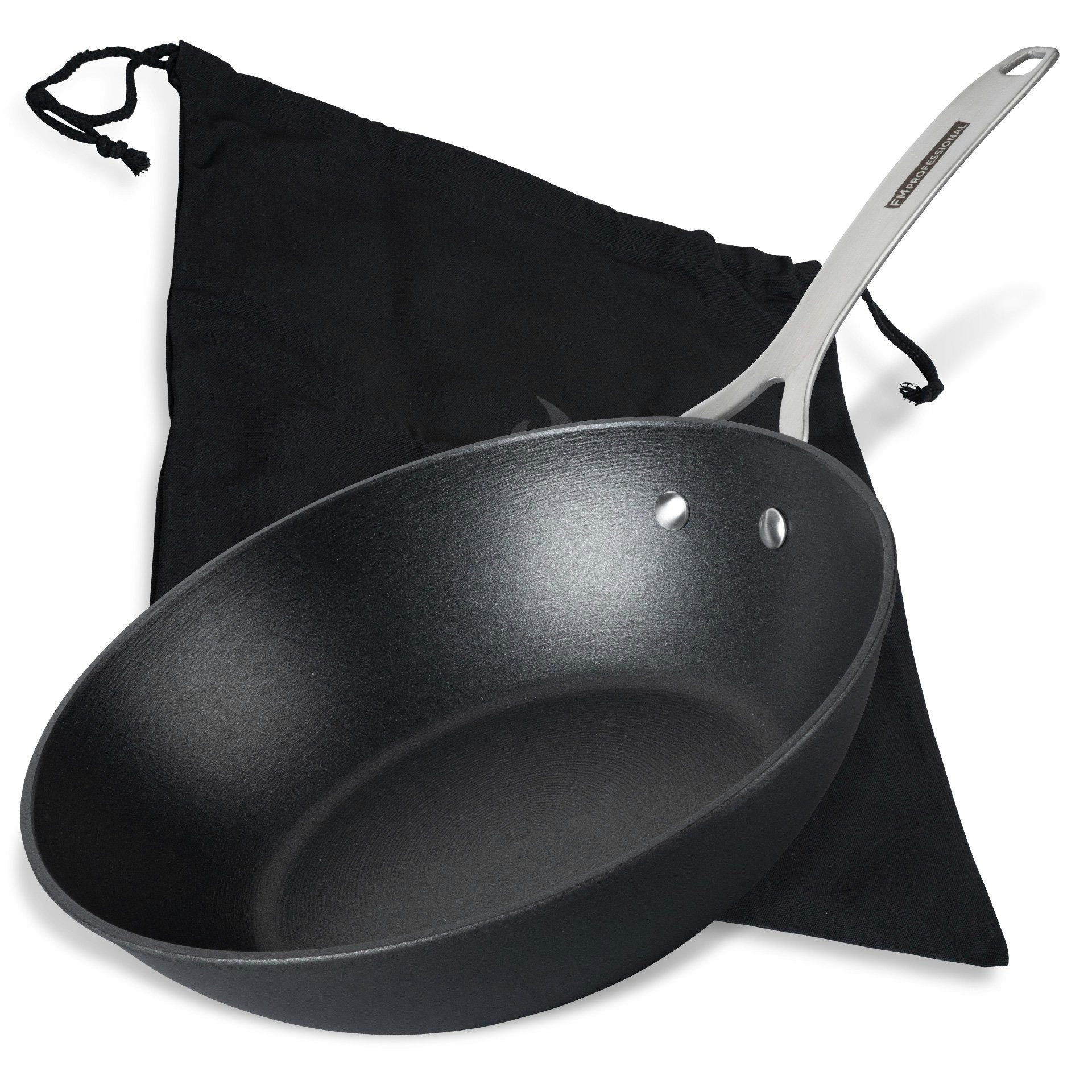 FMprofessional Wok Force aus Gusseisen 28 cm – Bratpfanne mit Antihaftbeschichtung