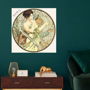 Posterlounge Wandfolie Alfons Mucha, Die Monate - April (Avril), Malerei