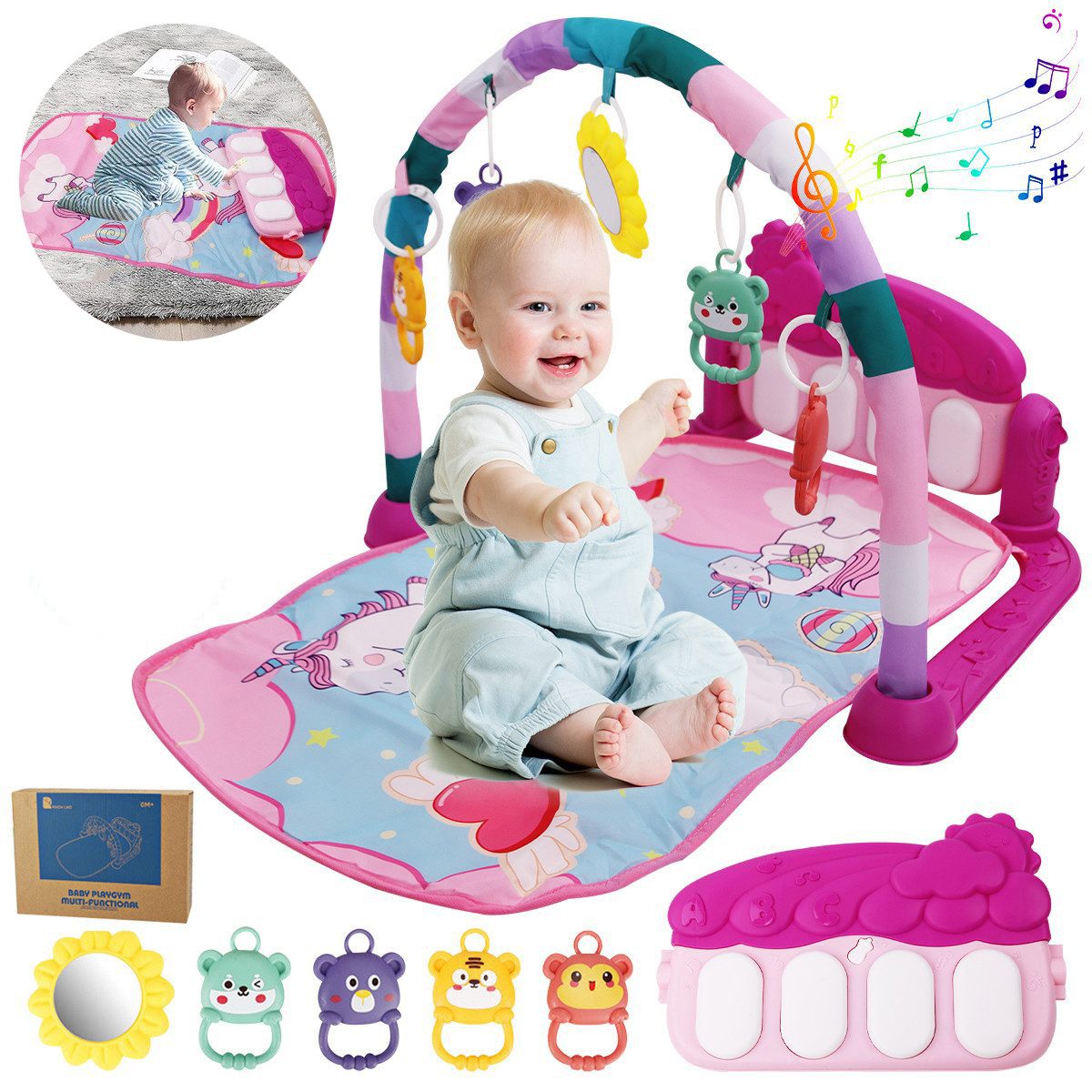 Krabbeldecke Spielmatte mit Spielbogen Baby Lernmatte günstig online kaufen