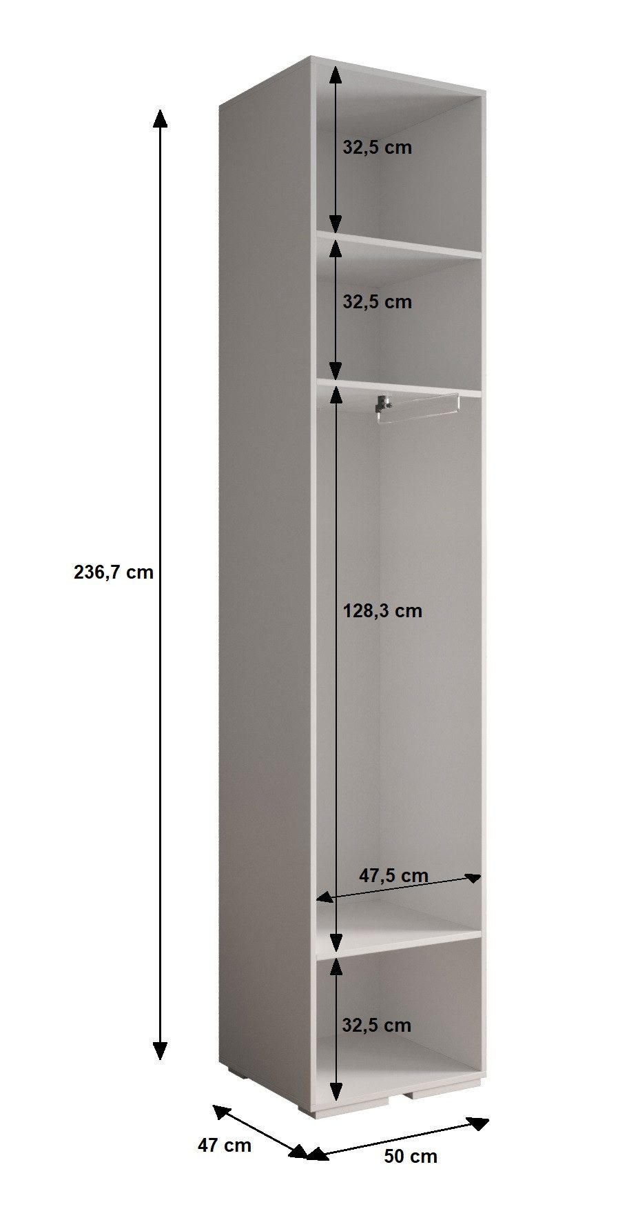 ABIKS MÖBEL Kompaktgarderobe INOVA 1 SATZ 4 Möbelset, Garderobe mit Kleiderstange und Regalen – Bild 4 von 5