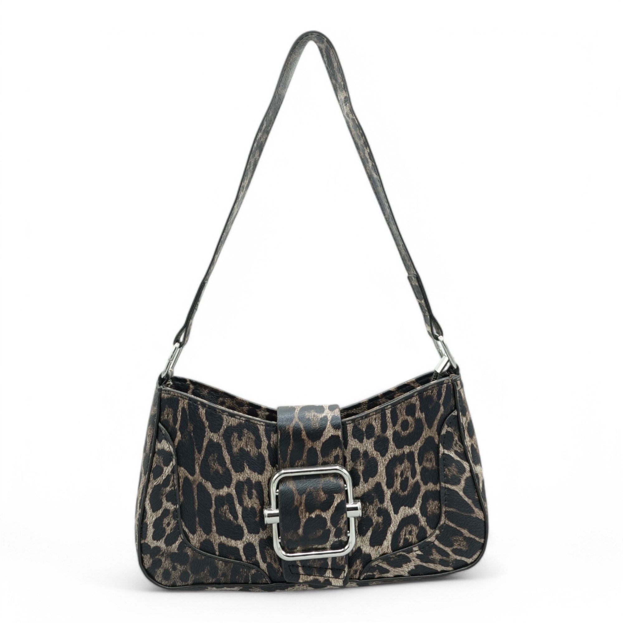 Handtasche Glamouröse Schultertasche im Leoparden-Look mit Schnalle – Dein Statem