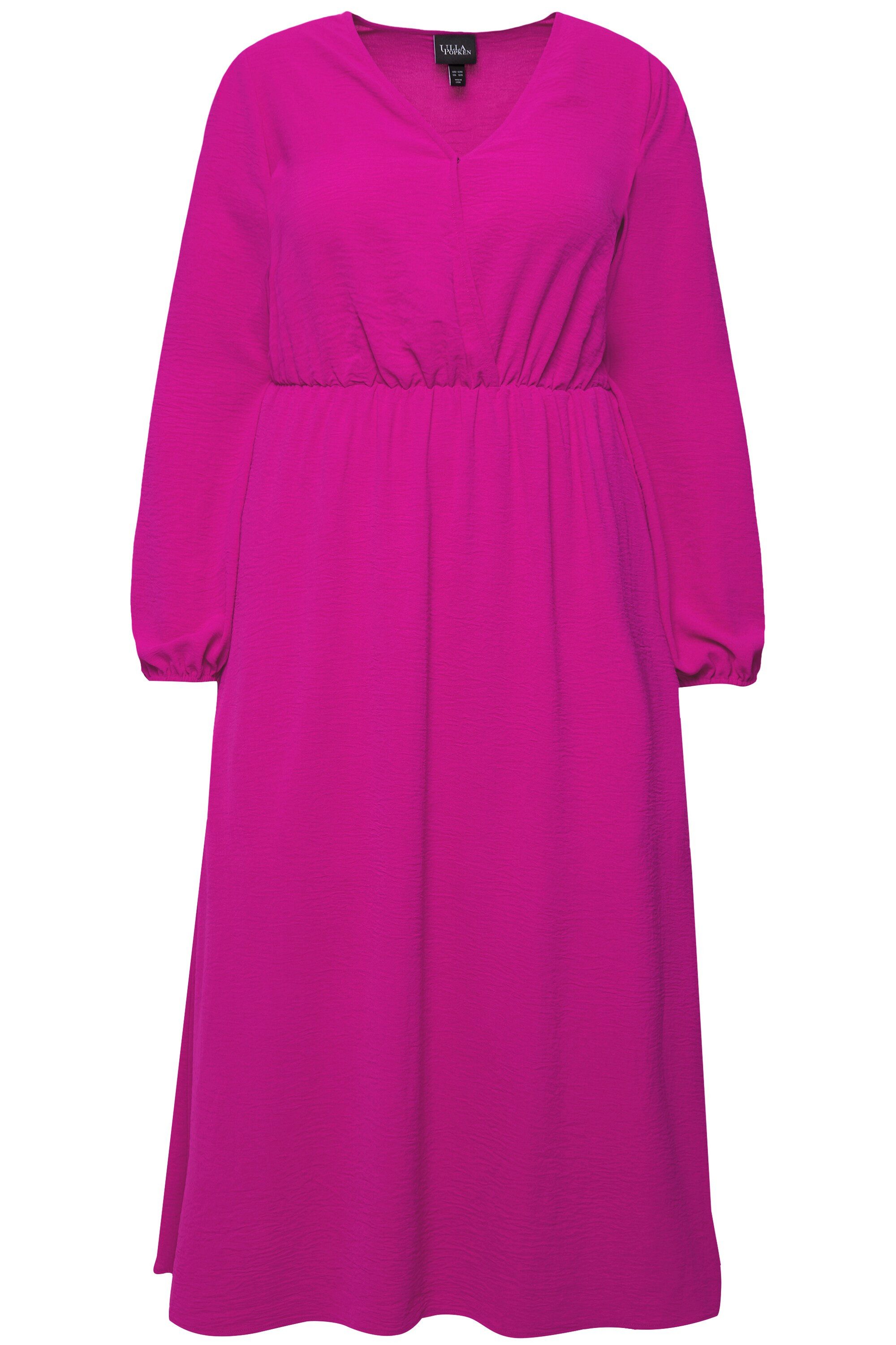 Ulla Popken Midikleid Midikleid Wickeloptik A-Linie V-Ausschnitt Langarm günstig online kaufen