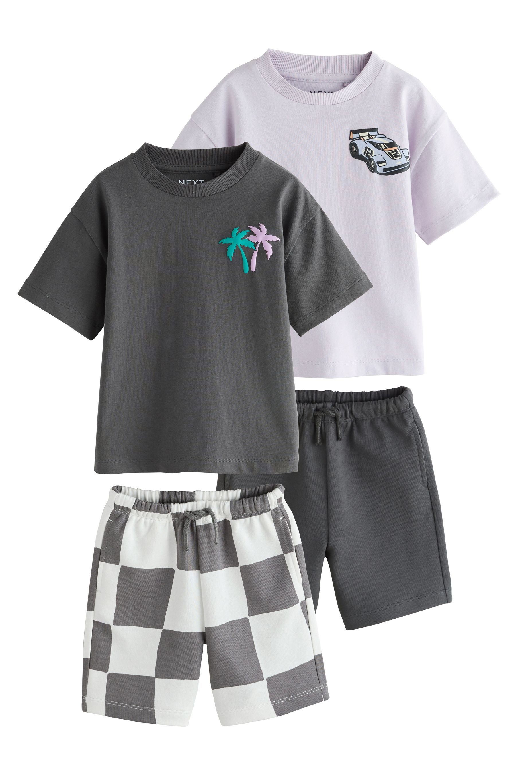 Next T-Shirt & Shorts Kurzärmeliges T-Shirt und Shorts im 2er-Set (4-tlg)