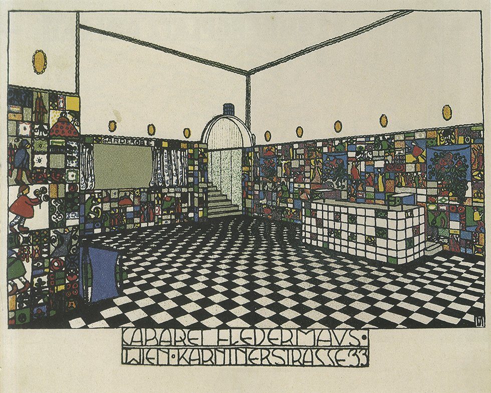 Kunstdruck Cabaret Fledermaus Wien Österreich Poster Mosaik Kunstdruck