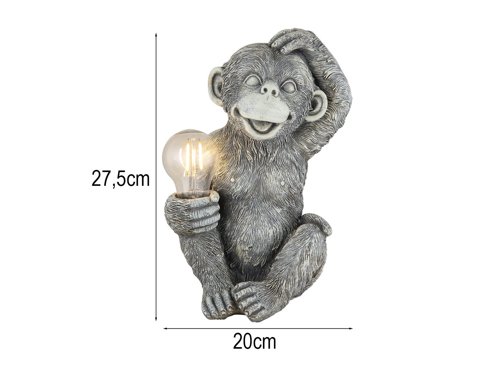 GLOBO LIGHTING LED Solarleuchte 2er Set Solarlampen Affe, Höhe 27,5cm, LED fest integriert, warmweiß, ausgefallene Solarbeleuchtung für Garten-tisch & Balkon Affenlampe