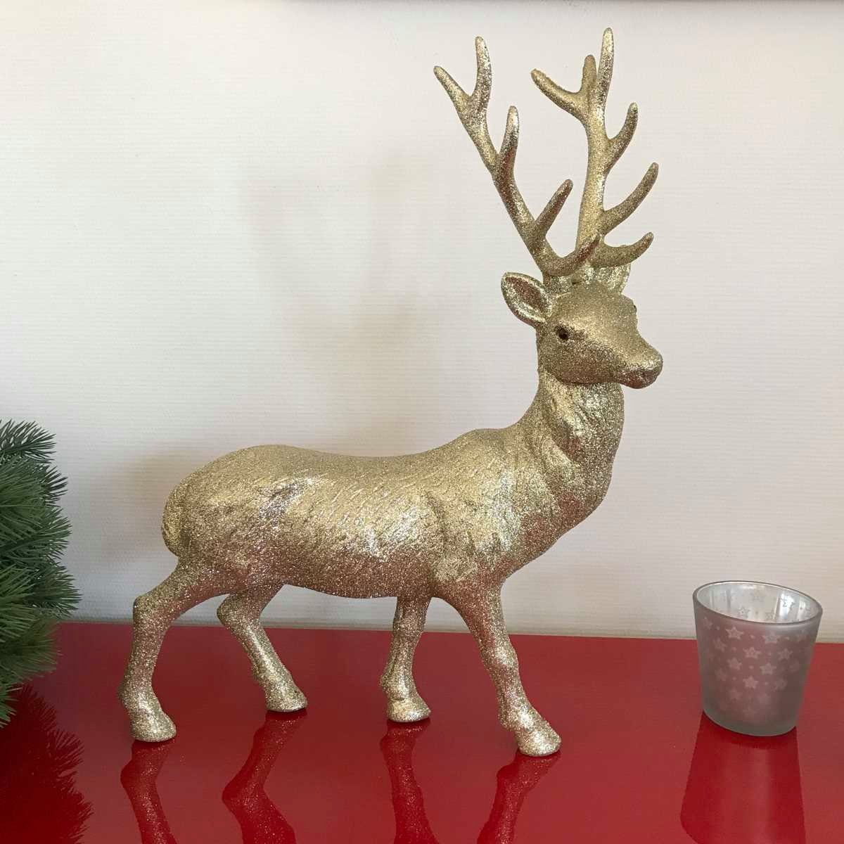 AM Design Dekofigur AM-Design Glitzer Hirsch weißgoldfarben H ca 39cm (Stück)