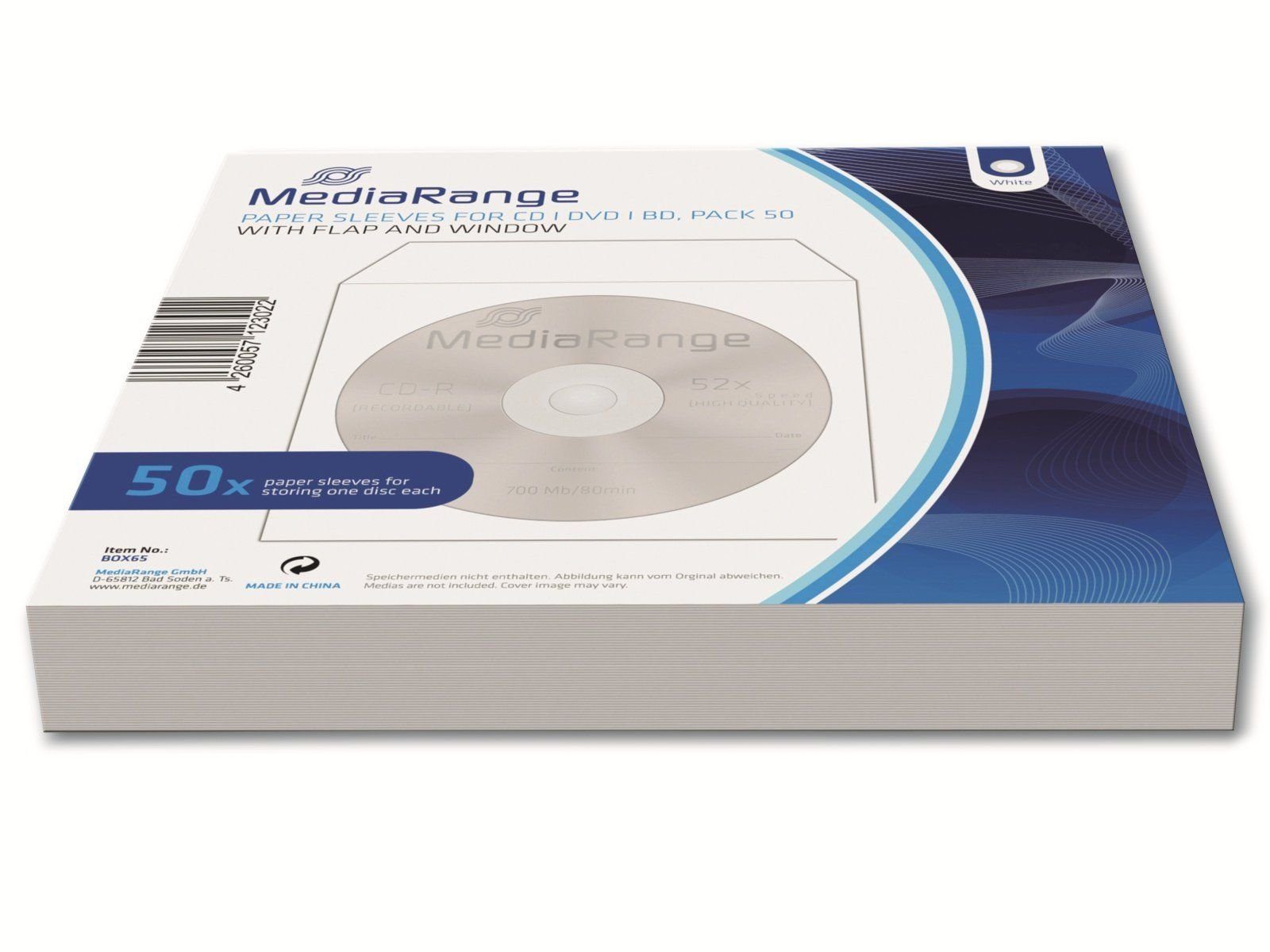 Pack Mediarange CD-Papiertaschen, Reinigungsbürste MEDIARANGE 50er