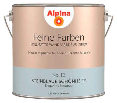 Alpina Wand- und Deckenfarbe Feine Farben No. 16 Steinblaue Schönheit ®, Elegantes Blaugrau, edelmatt, 2,5 Liter