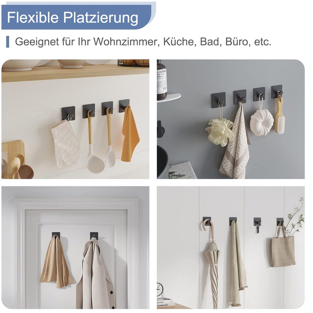 Toilettenschränke Klebehaken,Wandhaken Jormftte Edelstahl,für Küchen Schwarz Handtuchhaken Badezimmer