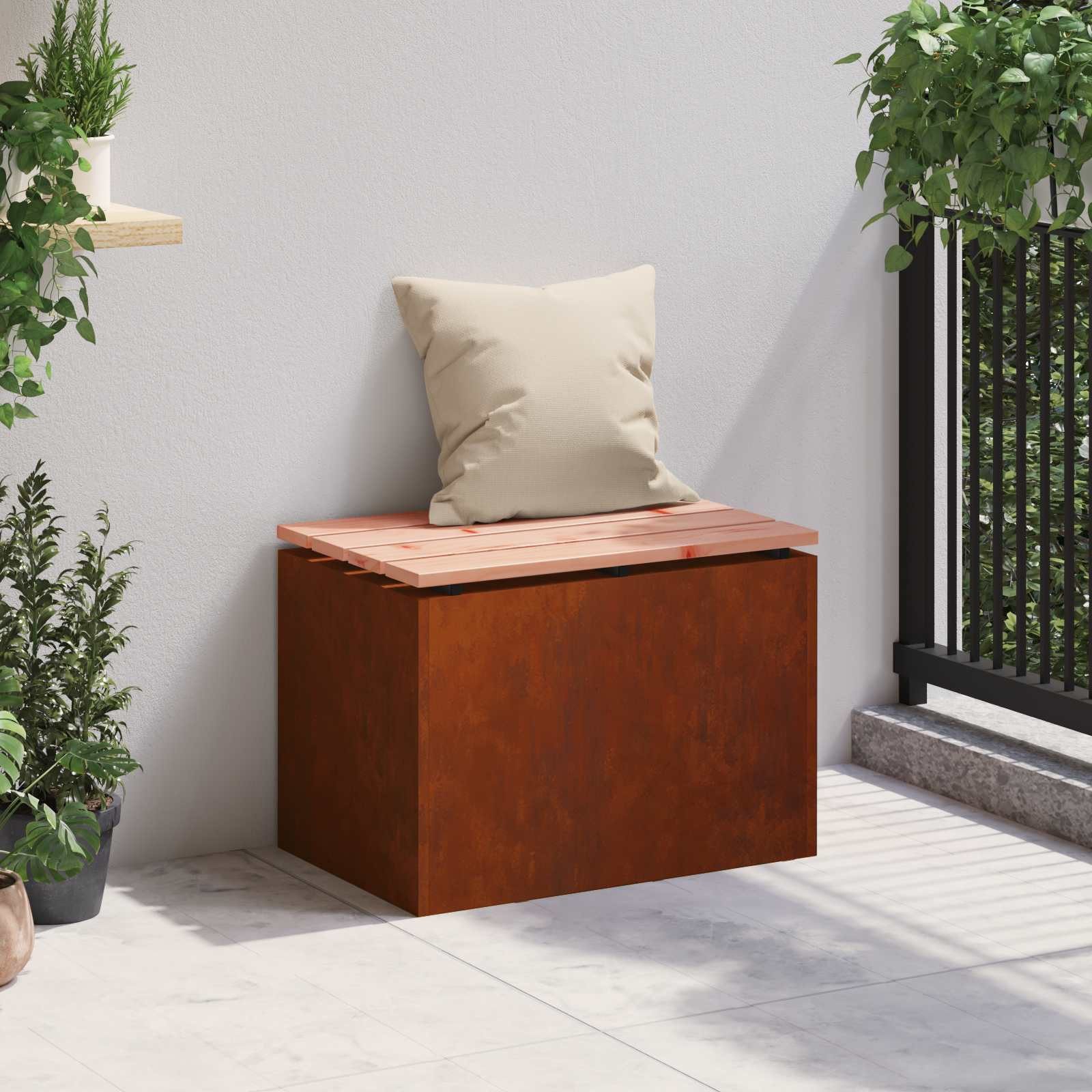 vidaXL Gartenbank Gartenbank 1 -Seater 60 x 40 x 43 cm Rostig Rechtwinklig (1-St)