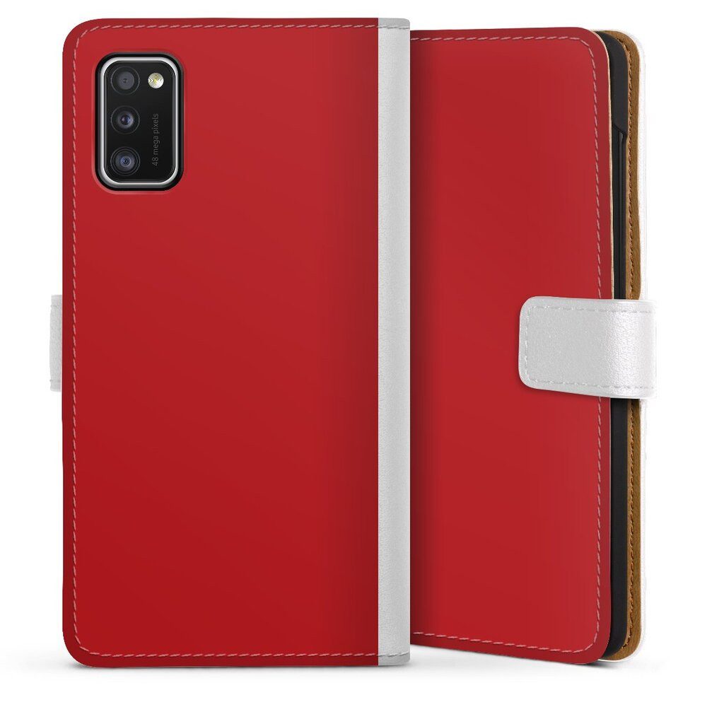 DeinDesign Handyhülle Rot einfarbig Farbe Karminrot, Samsung Galaxy A41 Hülle Handy Flip Case Wallet Cover