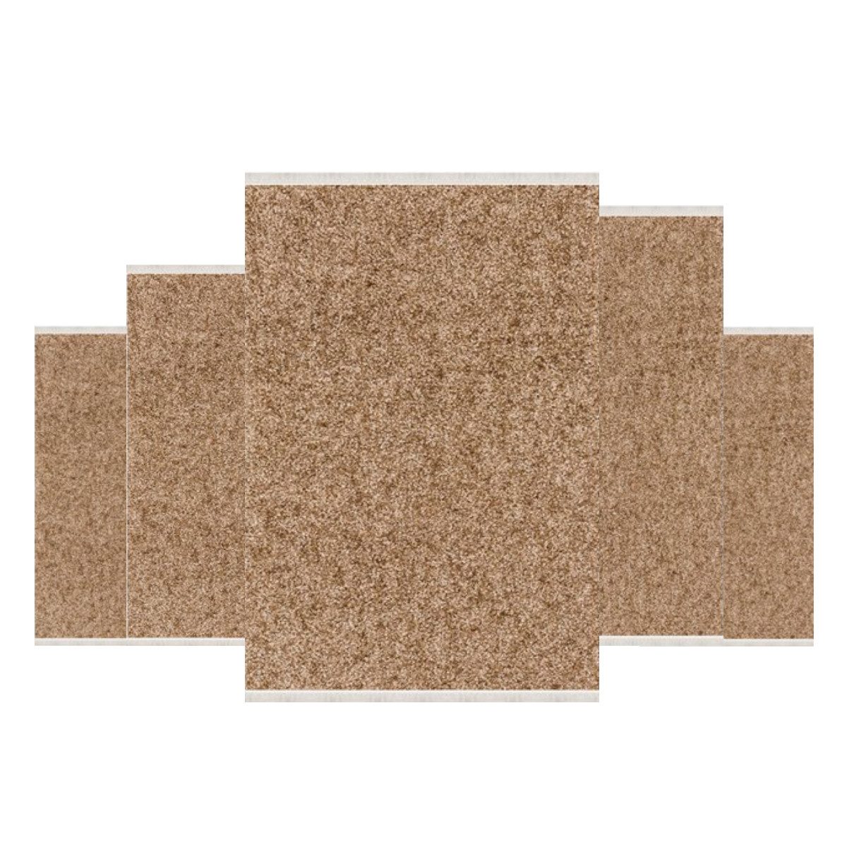 ROLFNERS Teppich Kurzflor Wohnzimmer Läufer Set 80x150cm,80x200cm,120x180cm,160x230cm, Höhe: 4 mm, Kurzflor, Höhe 4 mm, (5-tlg), 100% Polyester