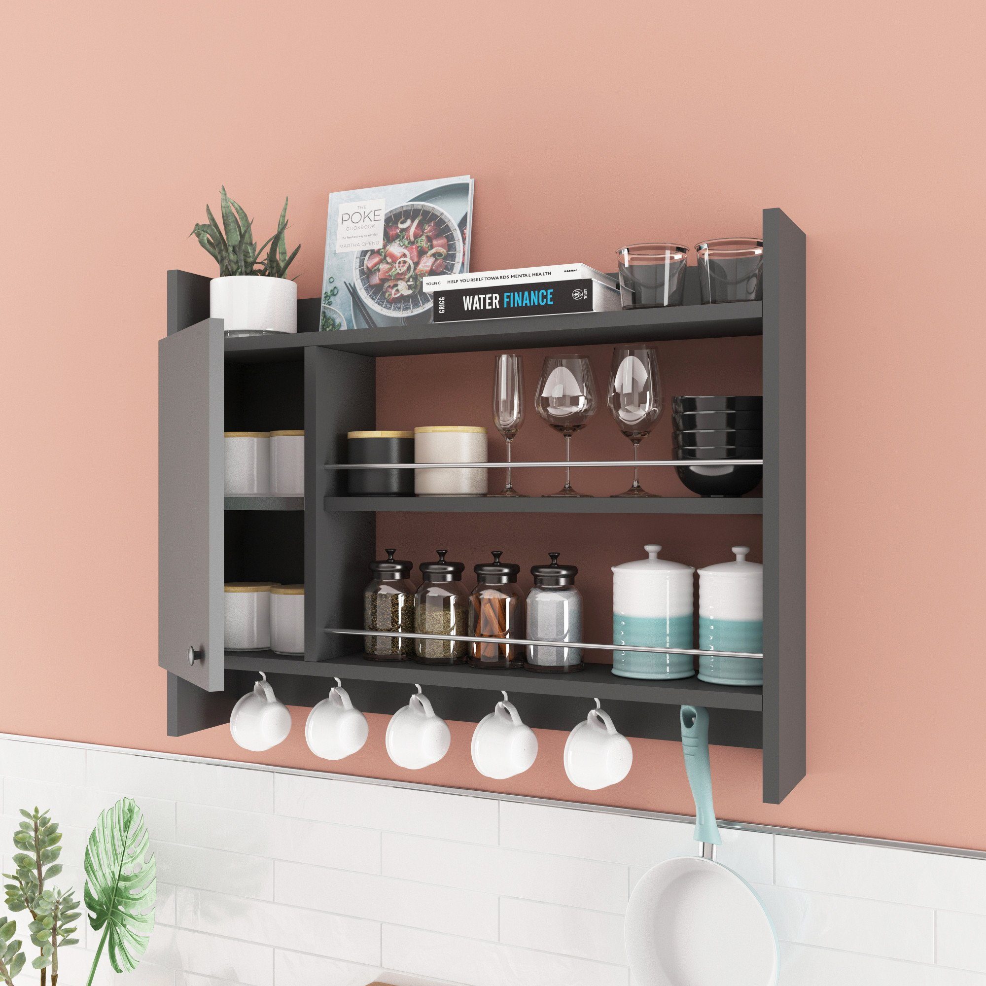 Skye Decor Küchenregal 100% MELAMINE COATED PARTICLE BOARD, 65 cm x 15 cm x 85 cm N1309
