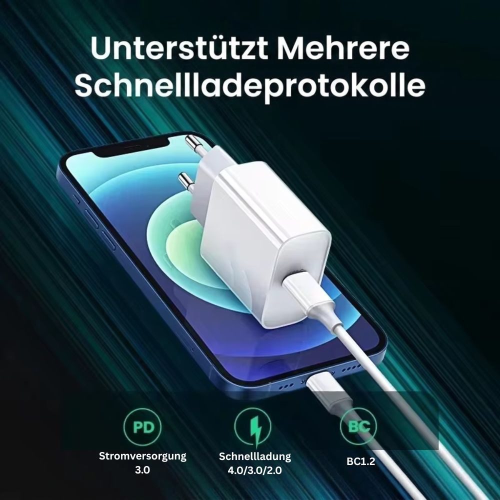 Montegoni 30W PD Schnellladegerät USB C auf Lightning Kabel für iPhone Smartphone-Ladegerät (Ladegerät Kabel Set, 1 Stück Schnellladegerät mit USB-C-auf-Lightni – Bild 3 von 5