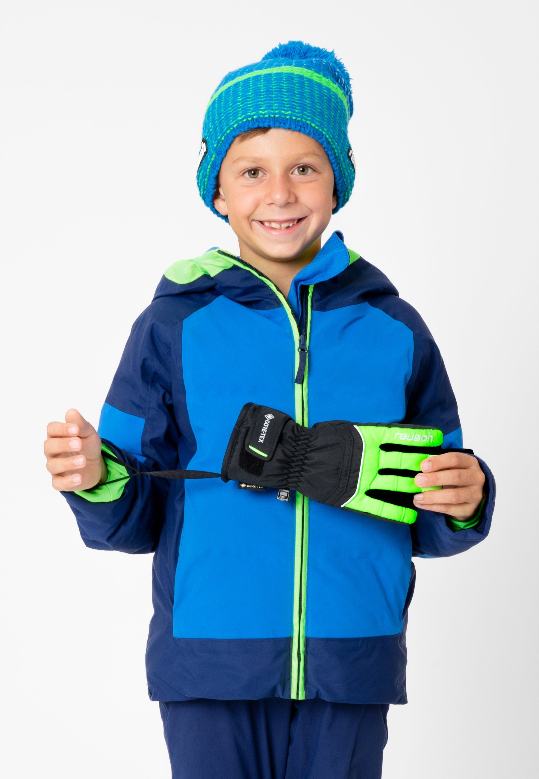 Reusch Skihandschuhe Teddy GORE-TEX mit Funktionsmembran wasserdichter grün-schwarz