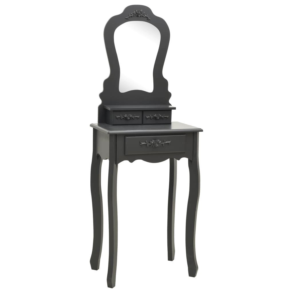 vidaXL Schminktisch Schminktisch-Set mit Hocker Grau günstig online kaufen