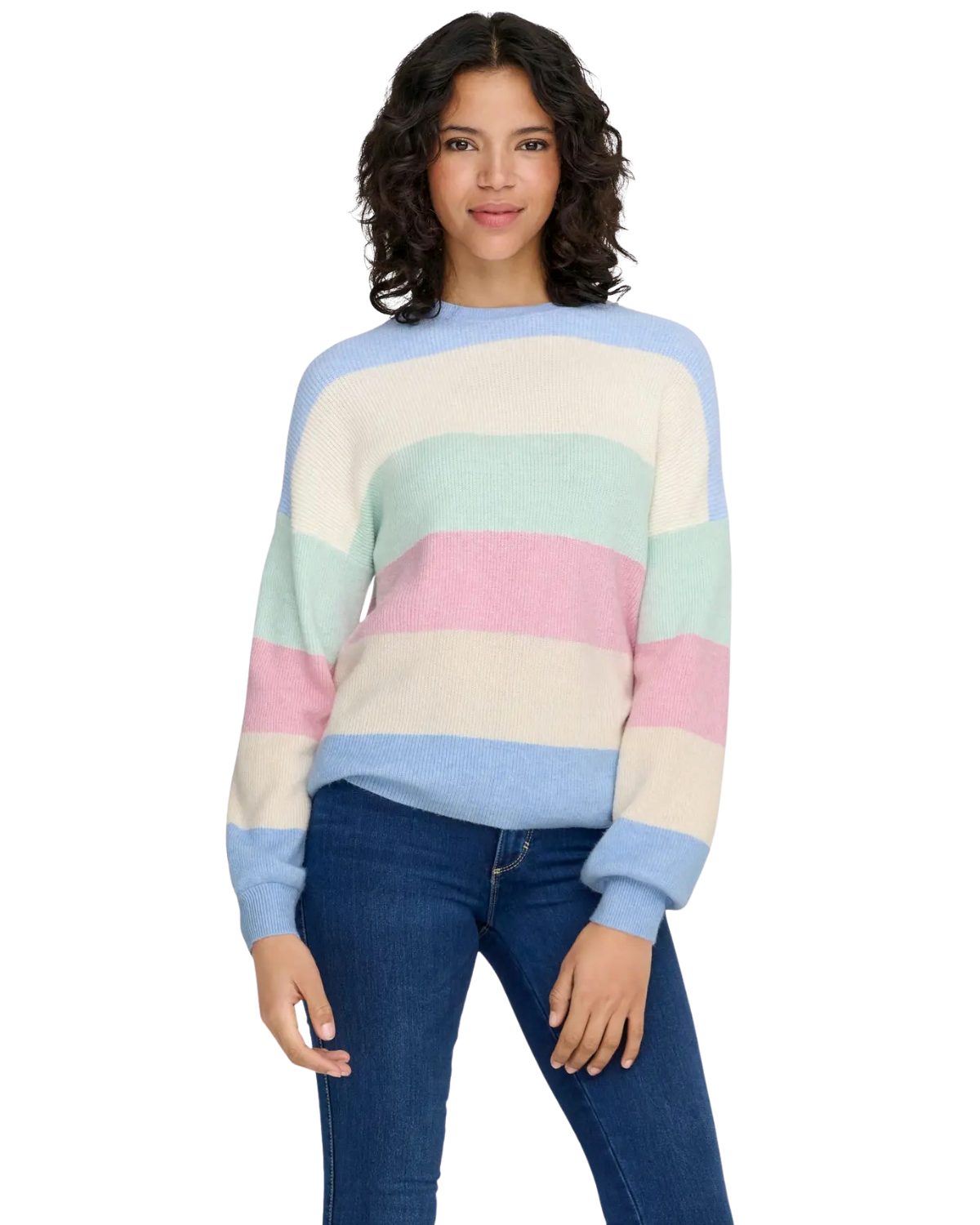 ONLY Rundhalspullover Gestreifter Damenpullover in Regular Fit