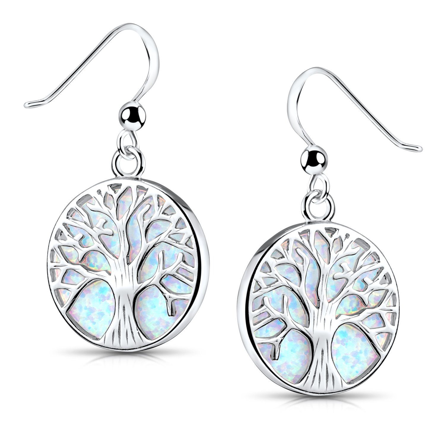 Materia Paar Ohrhänger Damen Lebensbaum Opal Weiß Ø19mm SO-405, 925 Sterlin günstig online kaufen