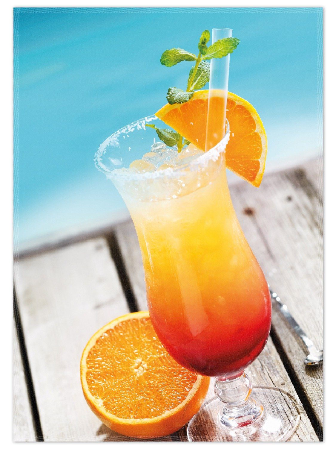 Wallario Teppich Bunter Cocktail am Pool, rechteckig, rutschfest