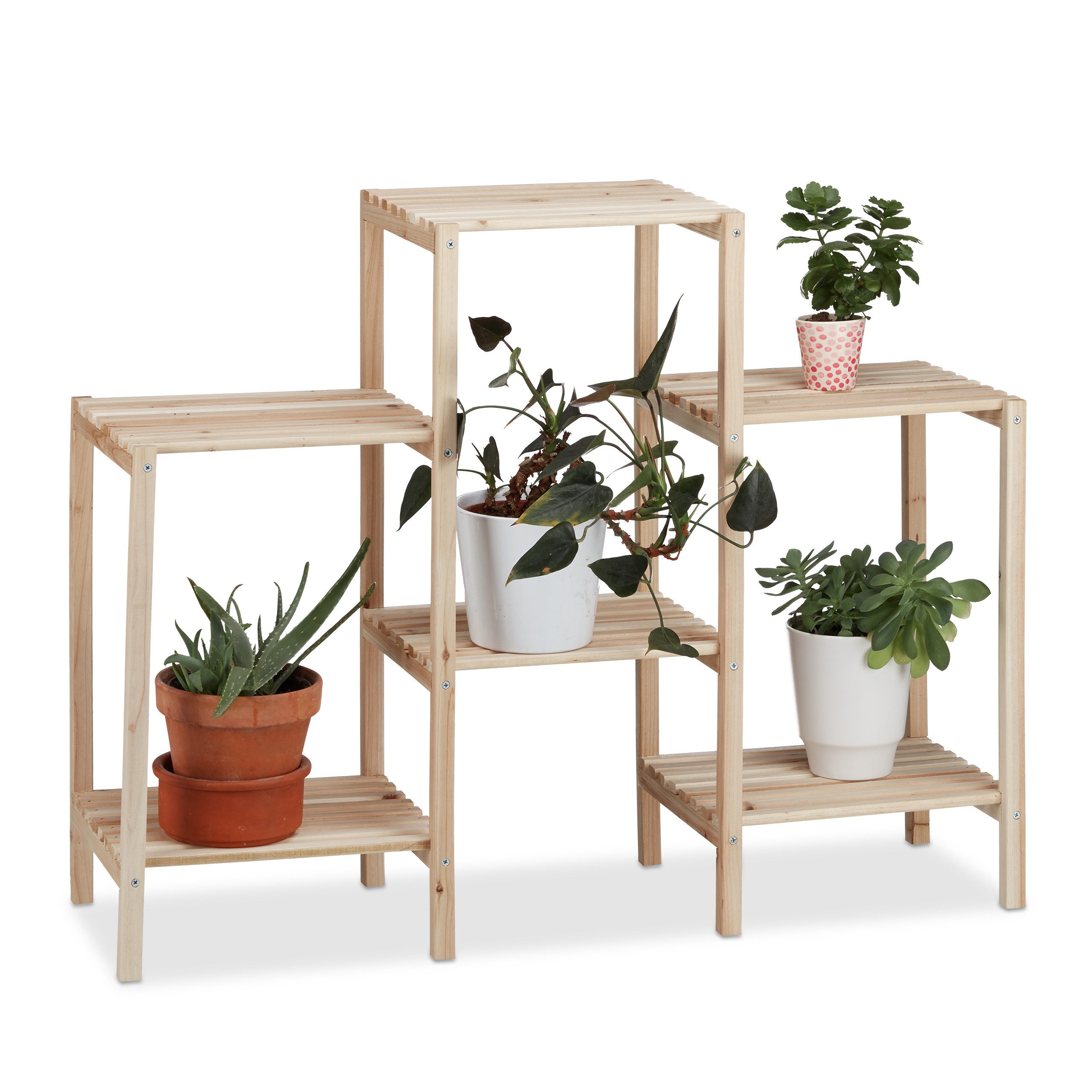 relaxdays Blumenständer Pflanzenregal Holz, M günstig online kaufen