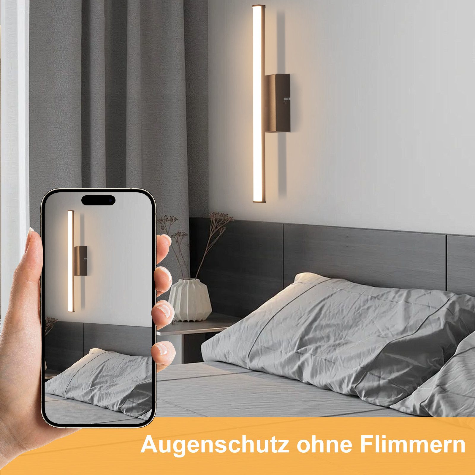 Nettlife LED Wandleuchte Innen Schwarz Modern 6/12/18/27W 3000K Flur Wandbeleuchtung Warmweiß, LED fest integriert, Warmweiß, Wandlicht für Wohnzimmer Schlafzim – Bild 5 von 5