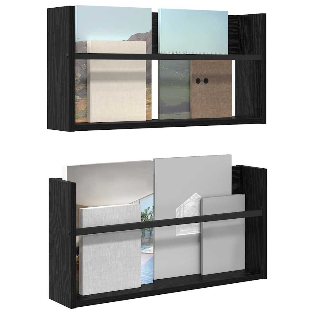 vidaXL Zeitungsständer Magazinregal 2 Stk. Schwarz Eichen-Optik 60 x 12 x 30 cm (2 St)